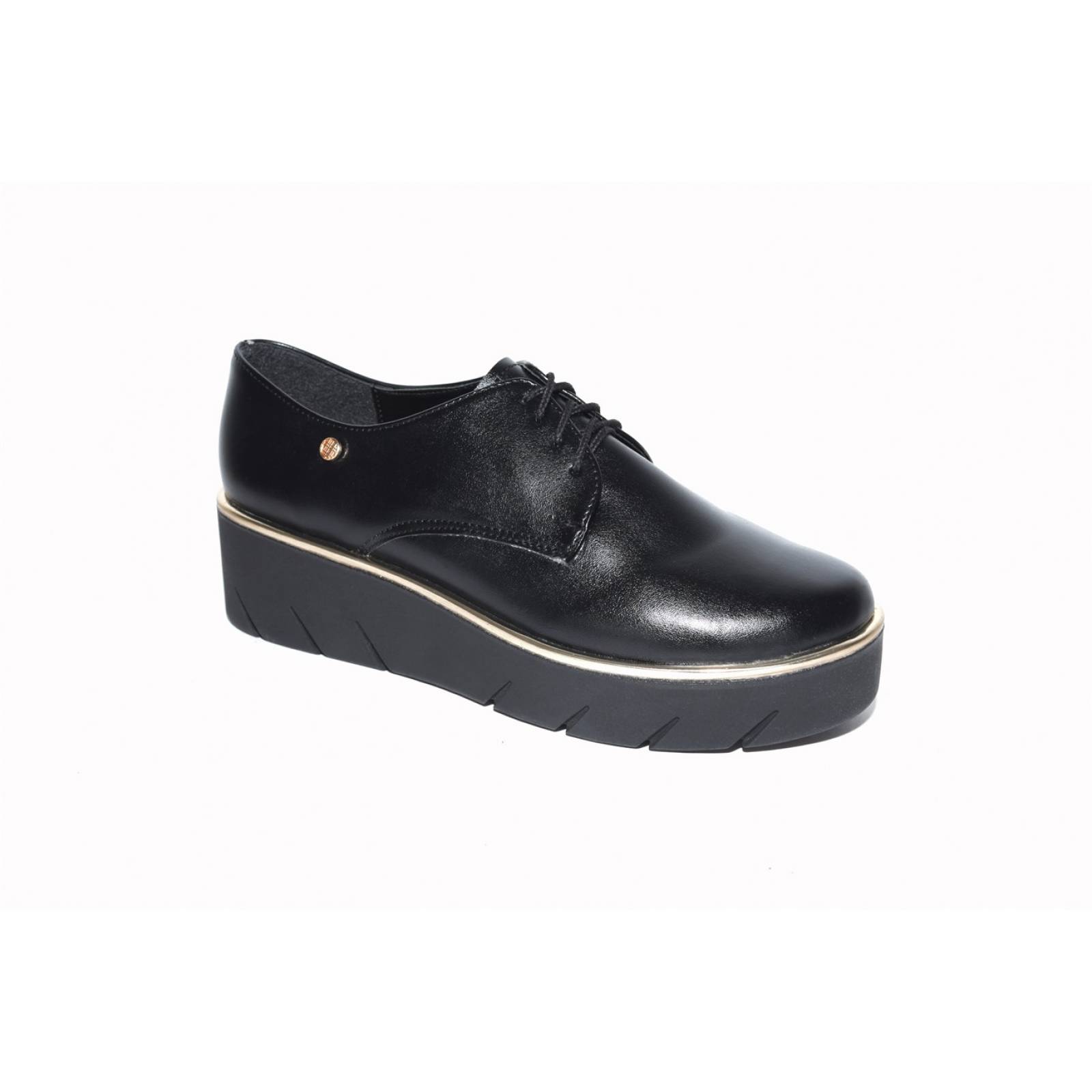 Zapato dama plataforma casual negro cómodo agujeta