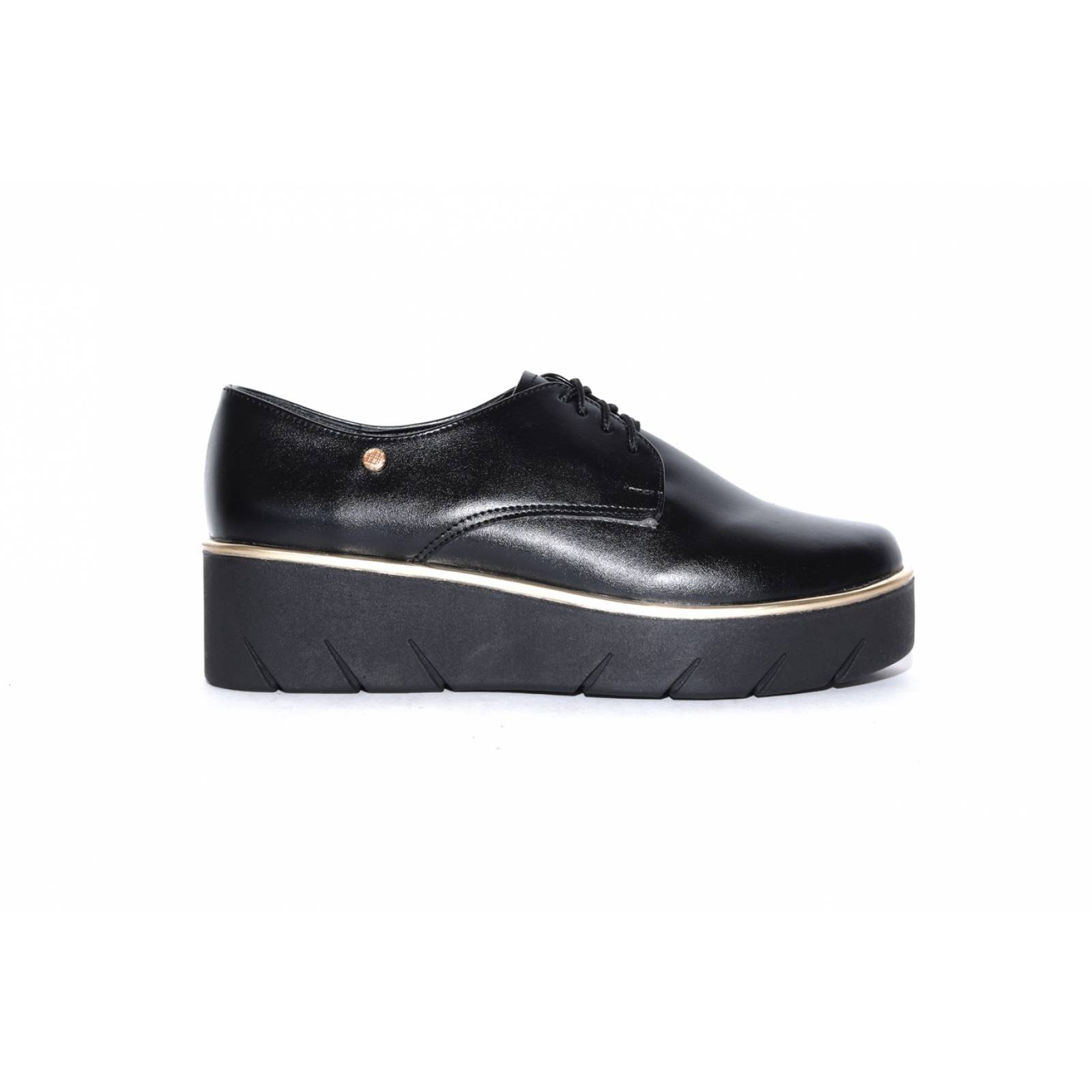 Zapato dama plataforma casual negro cómodo agujeta