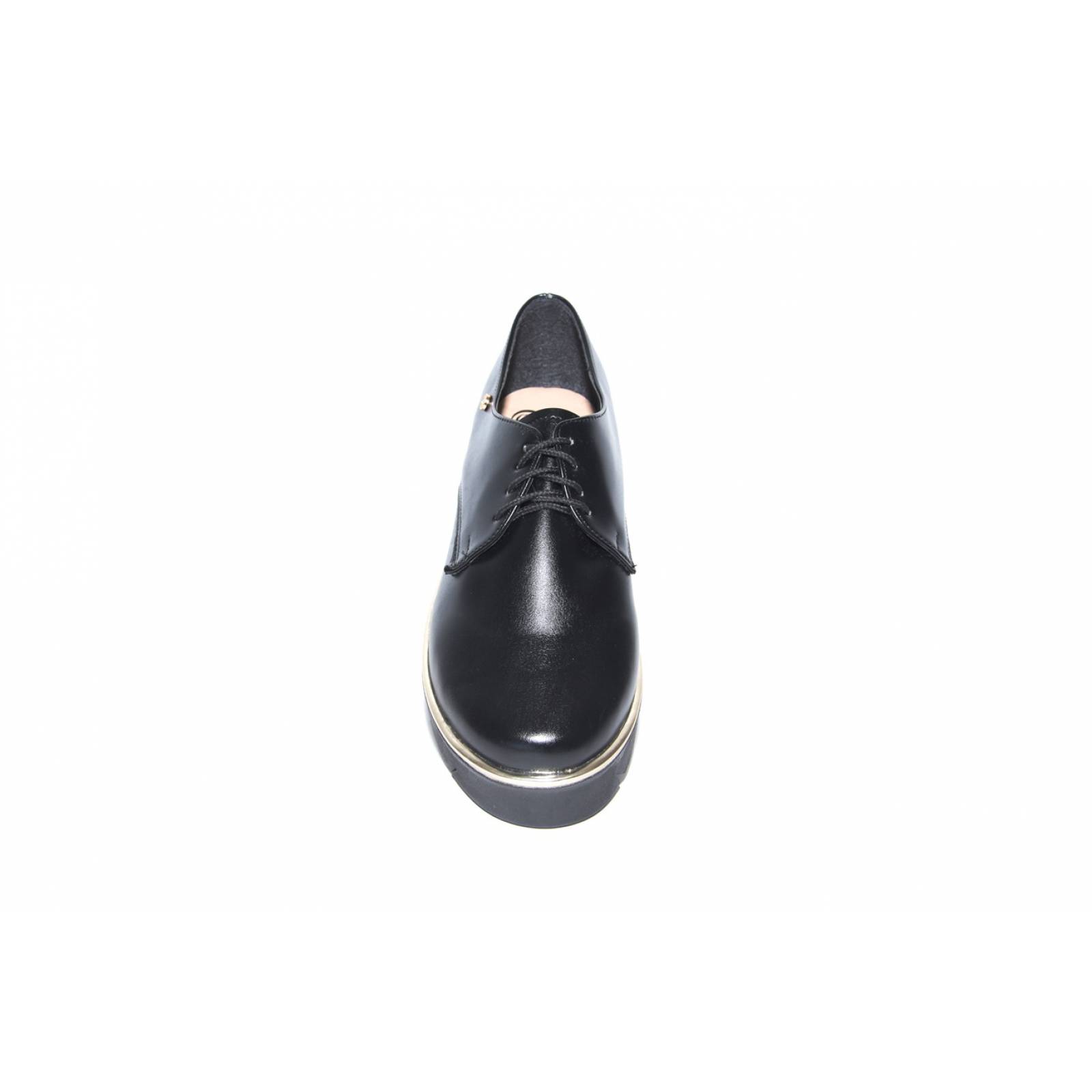 Zapato dama plataforma casual negro cómodo agujeta