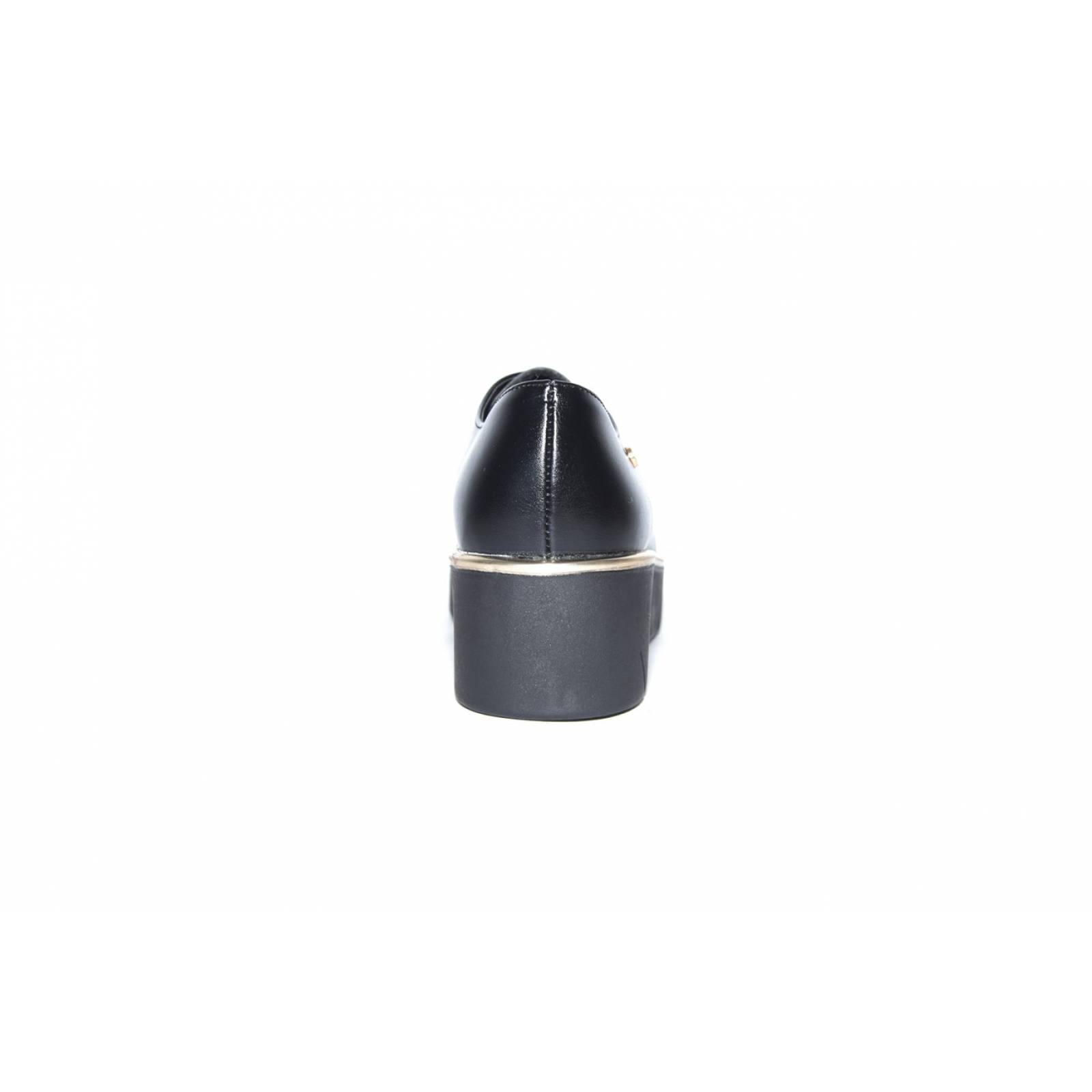 Zapato dama plataforma casual negro cómodo agujeta
