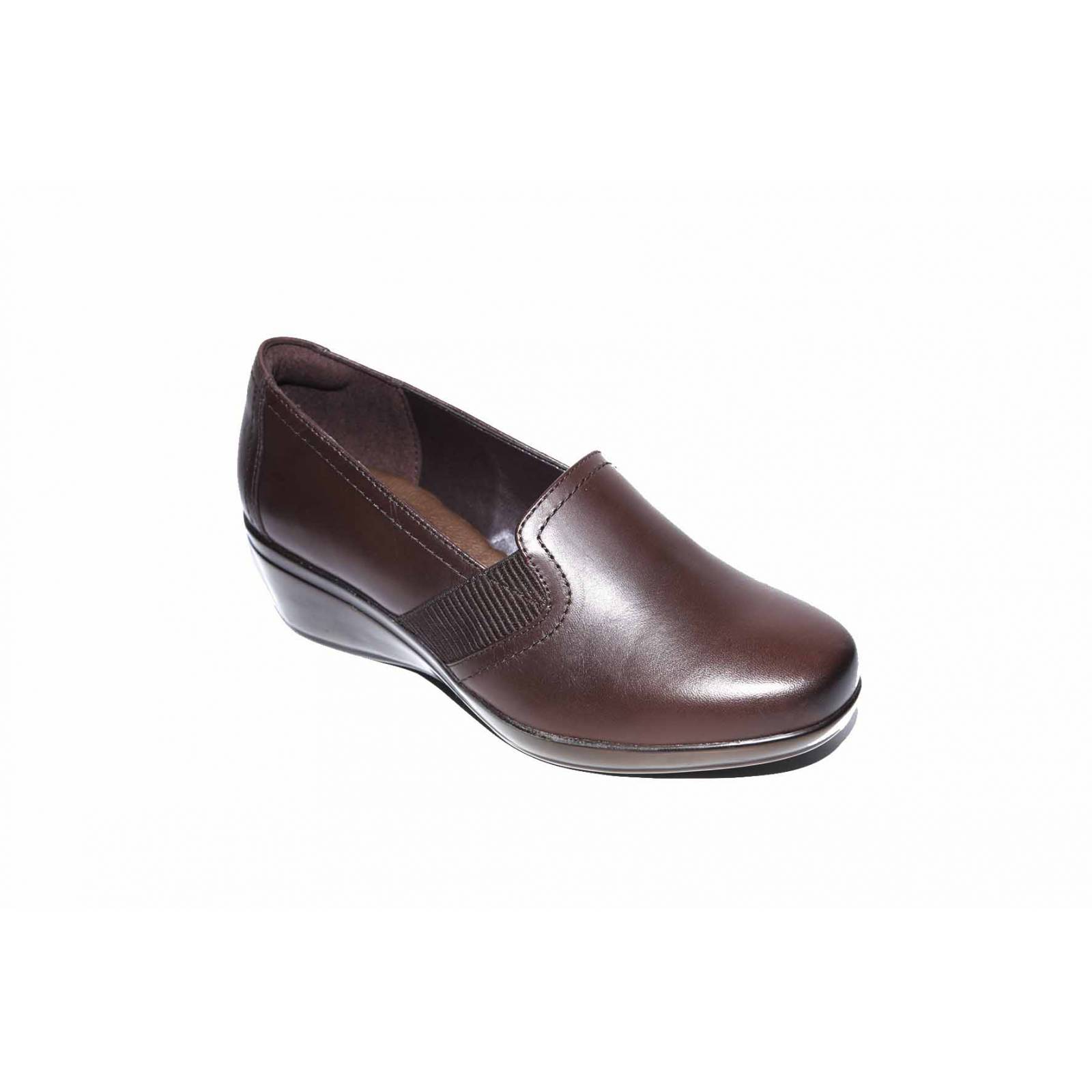 Zapato dama flexi 45211 piel café tacón cuña