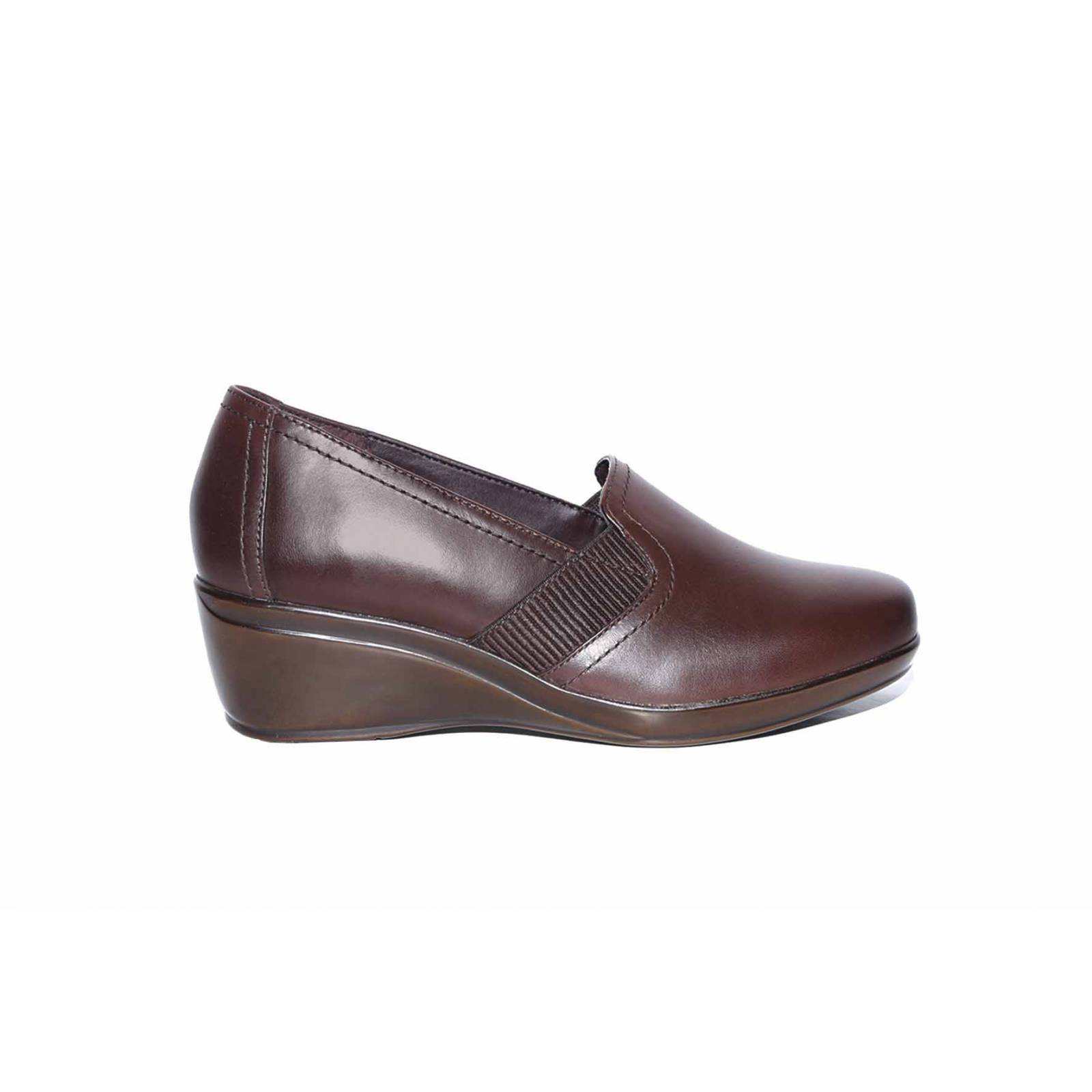 Zapato dama flexi 45211 piel café tacón cuña