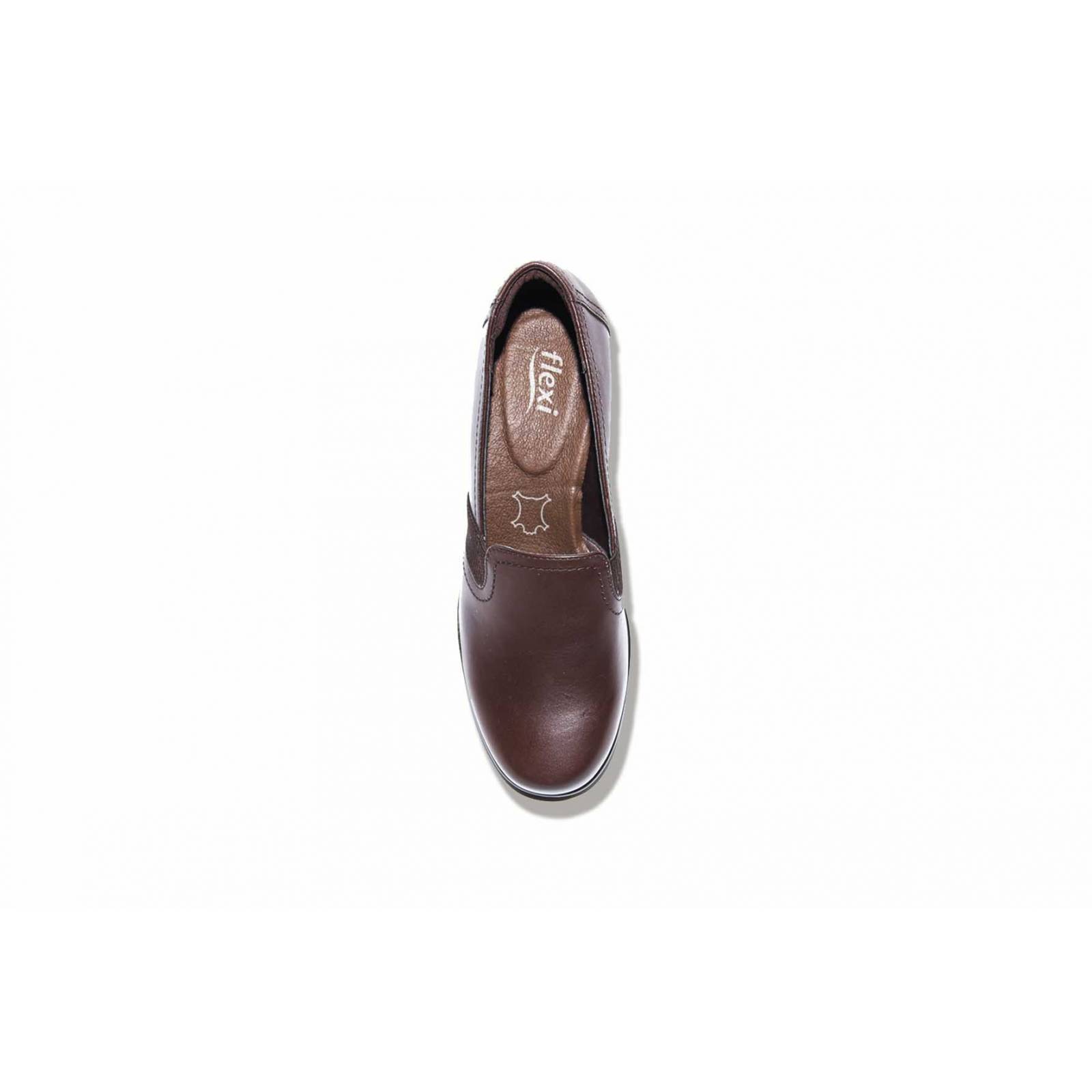 Zapato dama flexi 45211 piel café tacón cuña