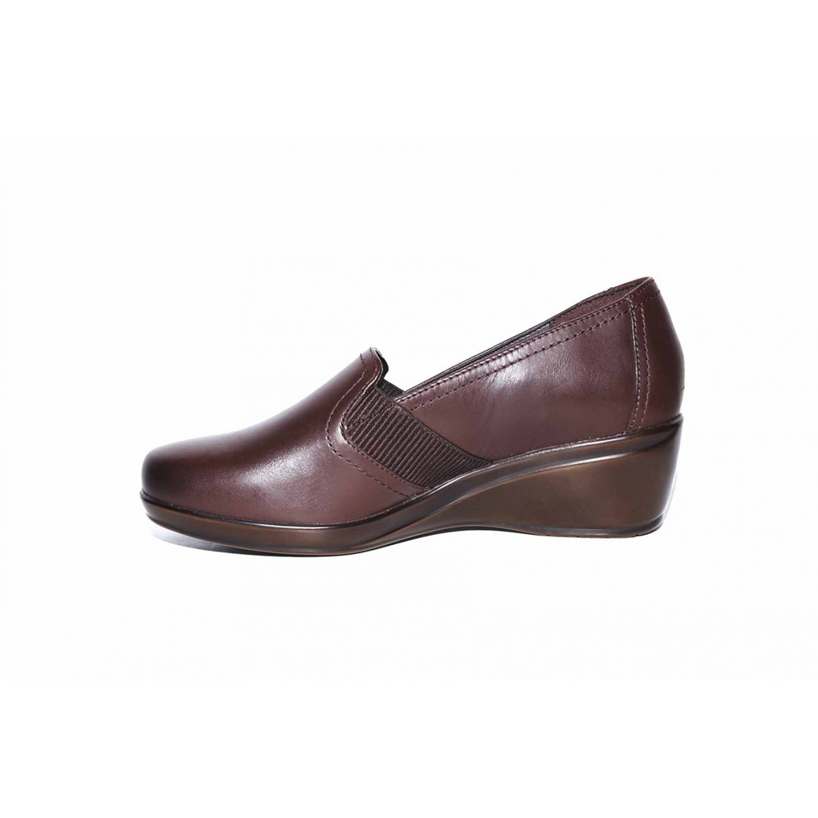 Zapato dama flexi 45211 piel café tacón cuña