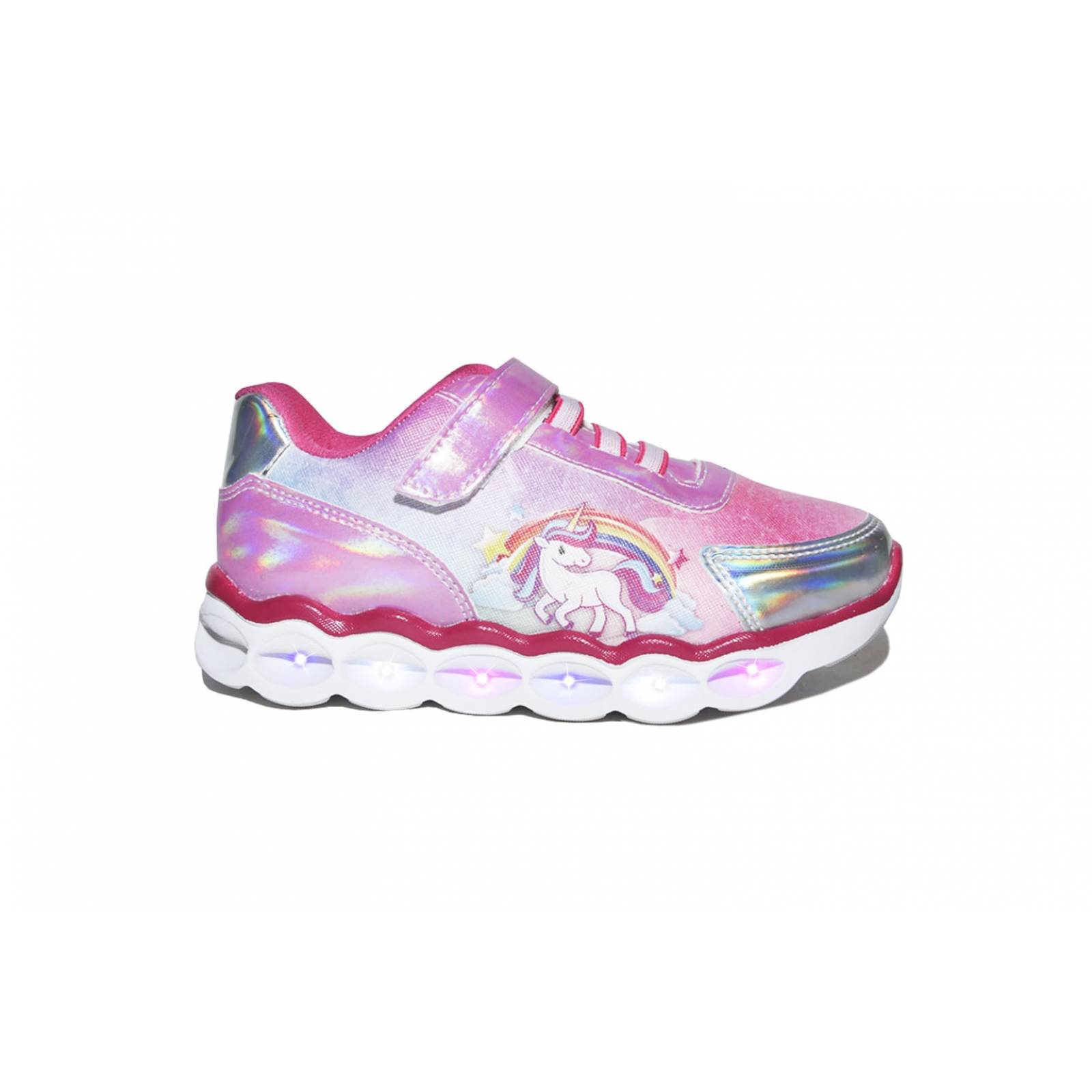 Tenis con luces niña dominiq 4052 rosa unicornio 18 al 21-