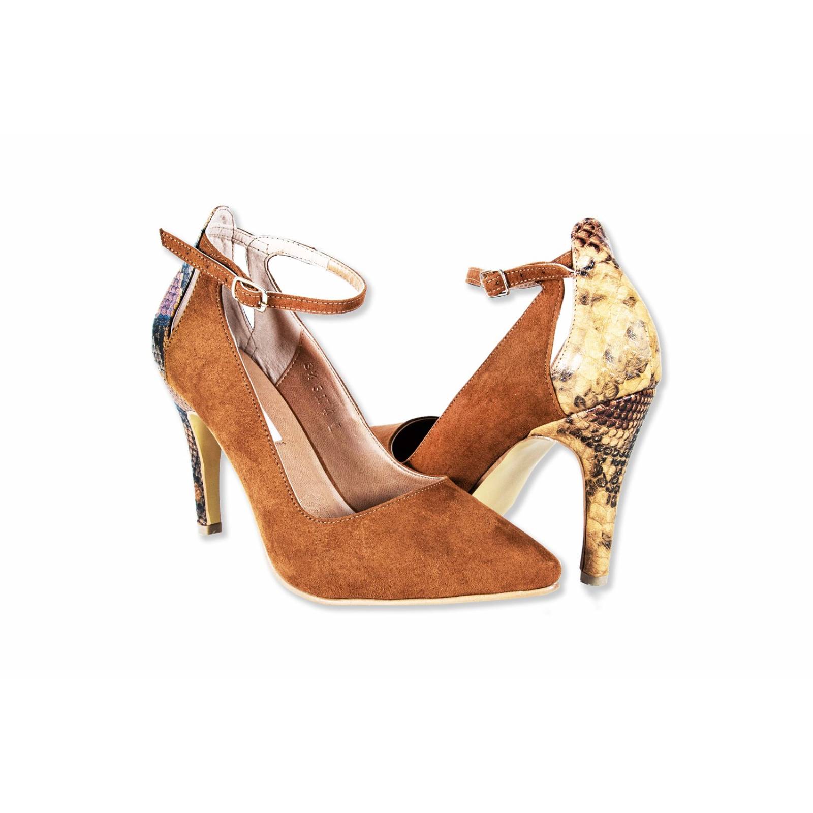 Zapatilla Dama Silvia 3174 Camel Stiletto Correa 22 al 26