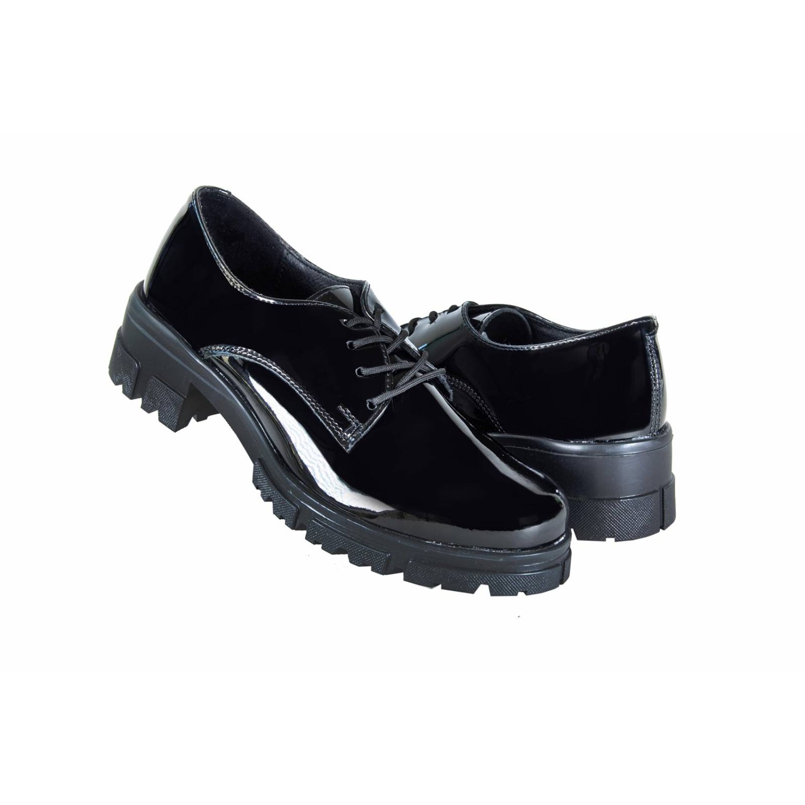 Zapato Dama Green 92011 Charol Tacón Agujetas Cerrado 22-26