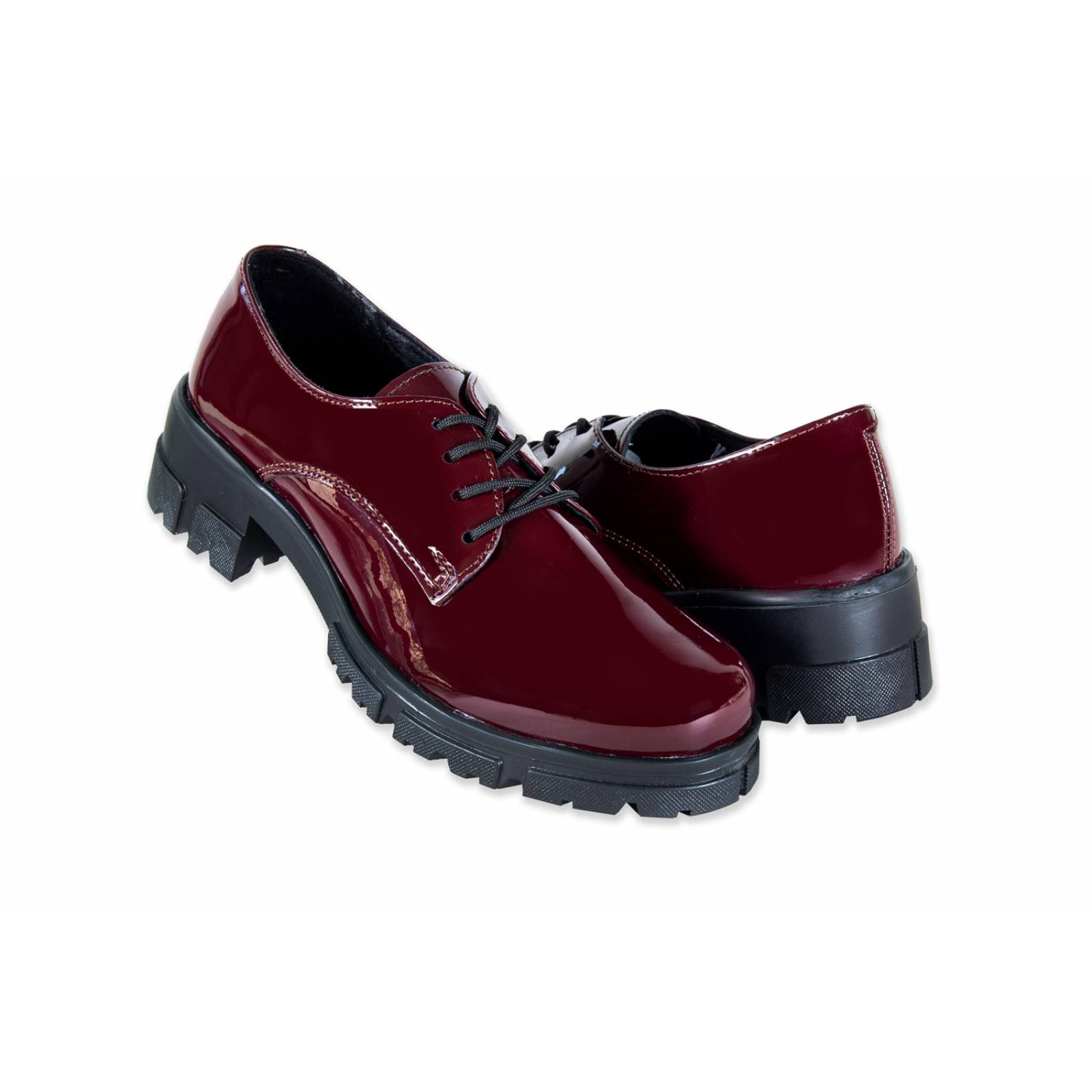 Zapato Dama Green 92011 Charol Tacón Agujetas Cerrado 22-26