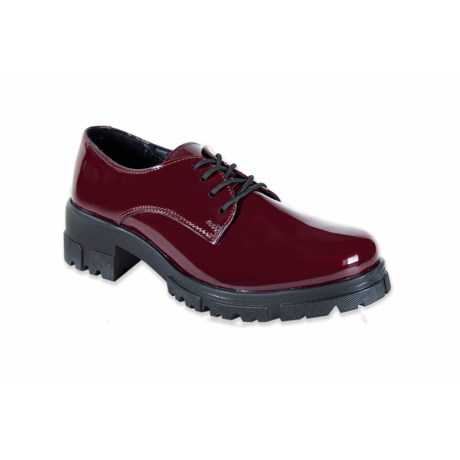 Zapato Dama Green 92011 Charol Tacón Agujetas Cerrado 22-26