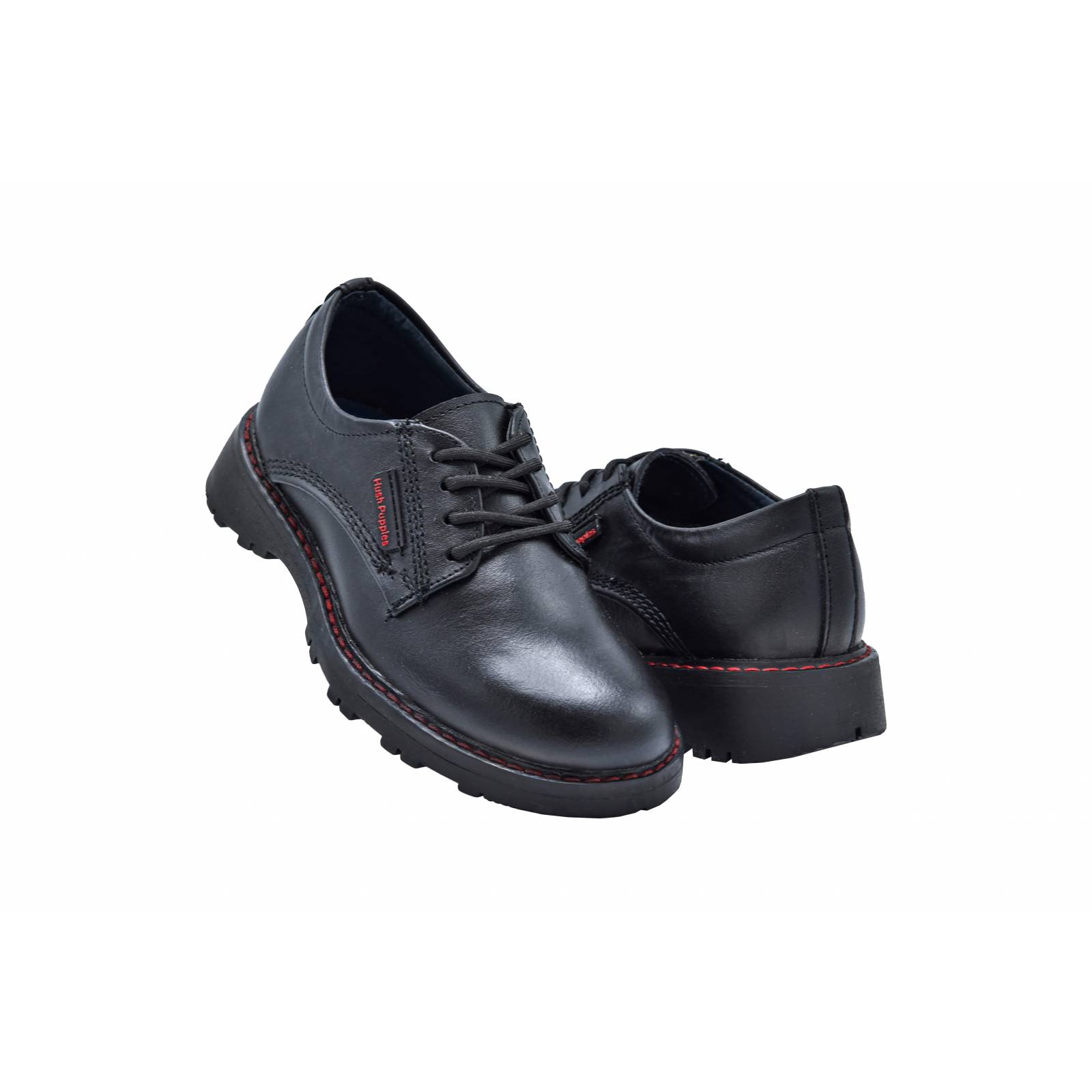 Zapato Niño Hush Puppies 1335 Piel Negro Escolar Agujetas