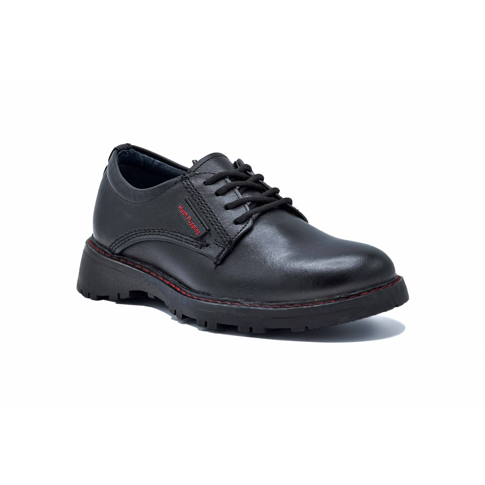 Zapato Niño Hush Puppies 1335 Piel Negro Escolar Agujetas