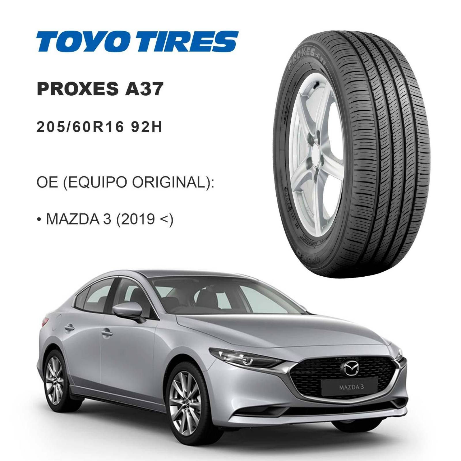 Llanta 205/60R16 Toyo Proxes A37 92H OE 