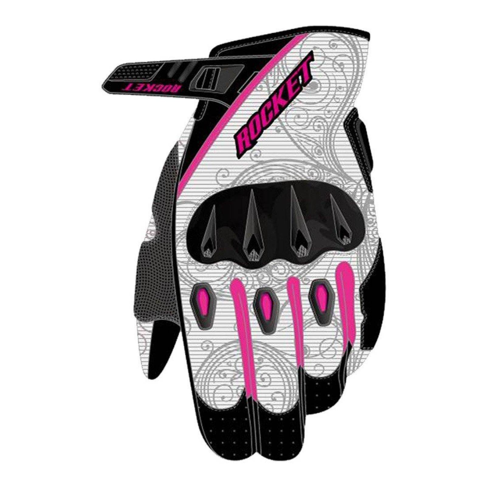 Guantes de Mujer Para Moto Joe Rocket Super Moto Blanco / Rosa Táctiles 