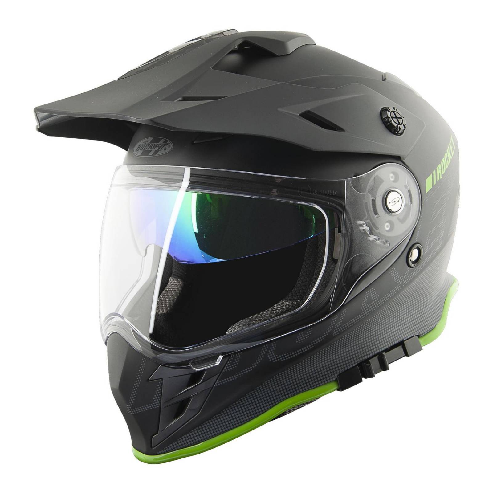 Casco Doble Propósito Joe Rocket Rkt 25 Solar Flare Negro / Verde 