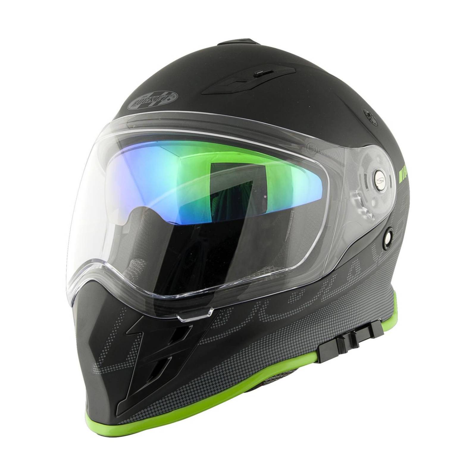Casco Doble Propósito Joe Rocket Rkt 25 Solar Flare Negro / Verde 