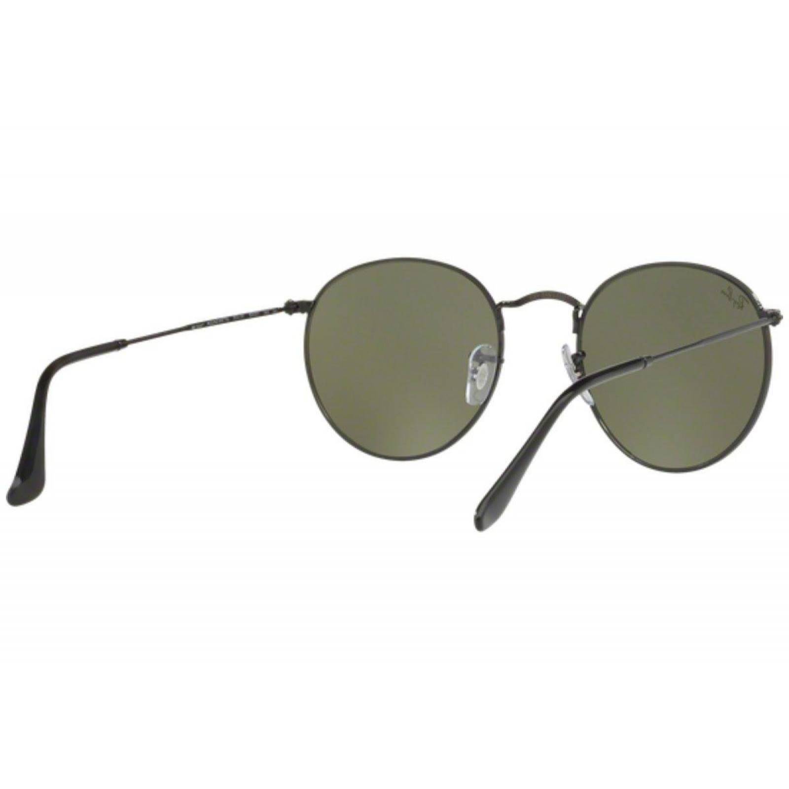 Ray-Ban RB 3447 002/30 53 Round Classic Black / Light Green Silver Mirror 