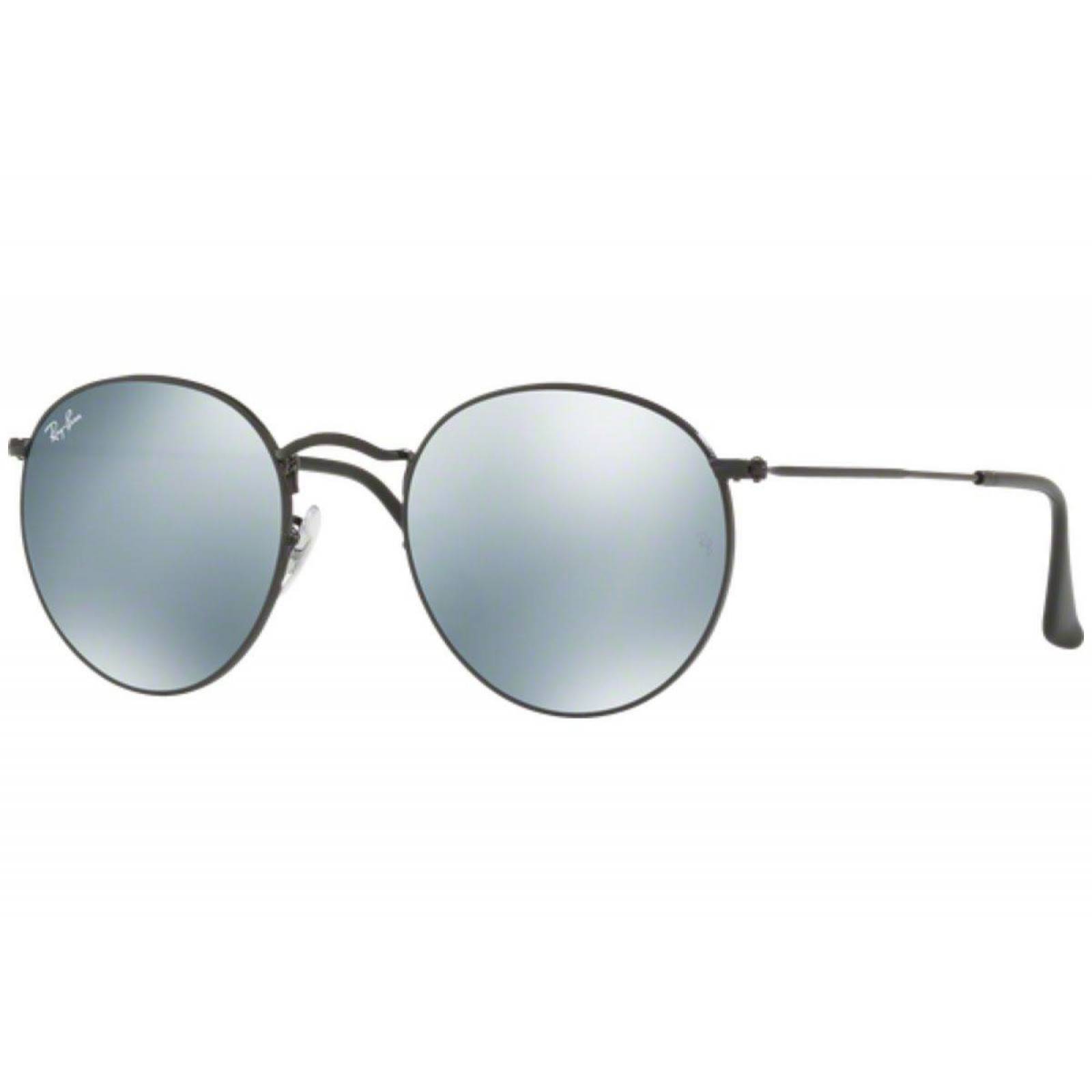 Ray-Ban RB 3447 002/30 53 Round Classic Black / Light Green Silver Mirror 