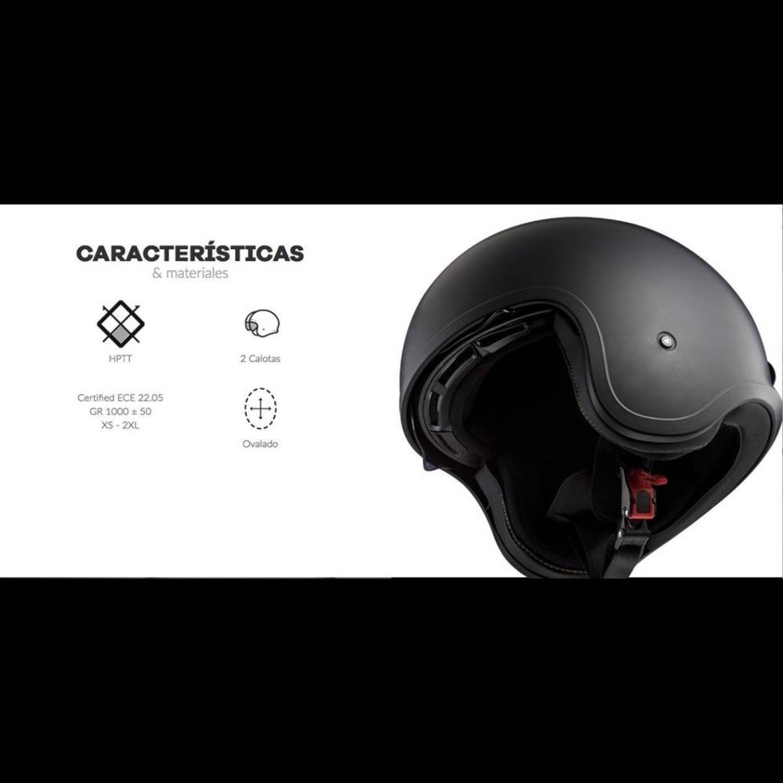Casco Abierto 3/4 LS2 OF599 Spitfire Skull Rider Negro Mate 