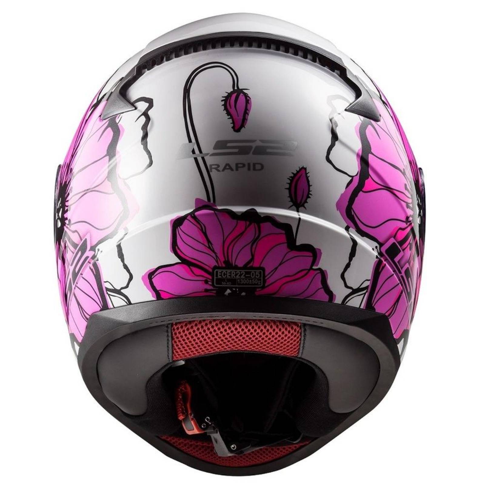 Casco Integral de Mujer LS2 FF353 Rapid Poppies Rosa / Blanco 