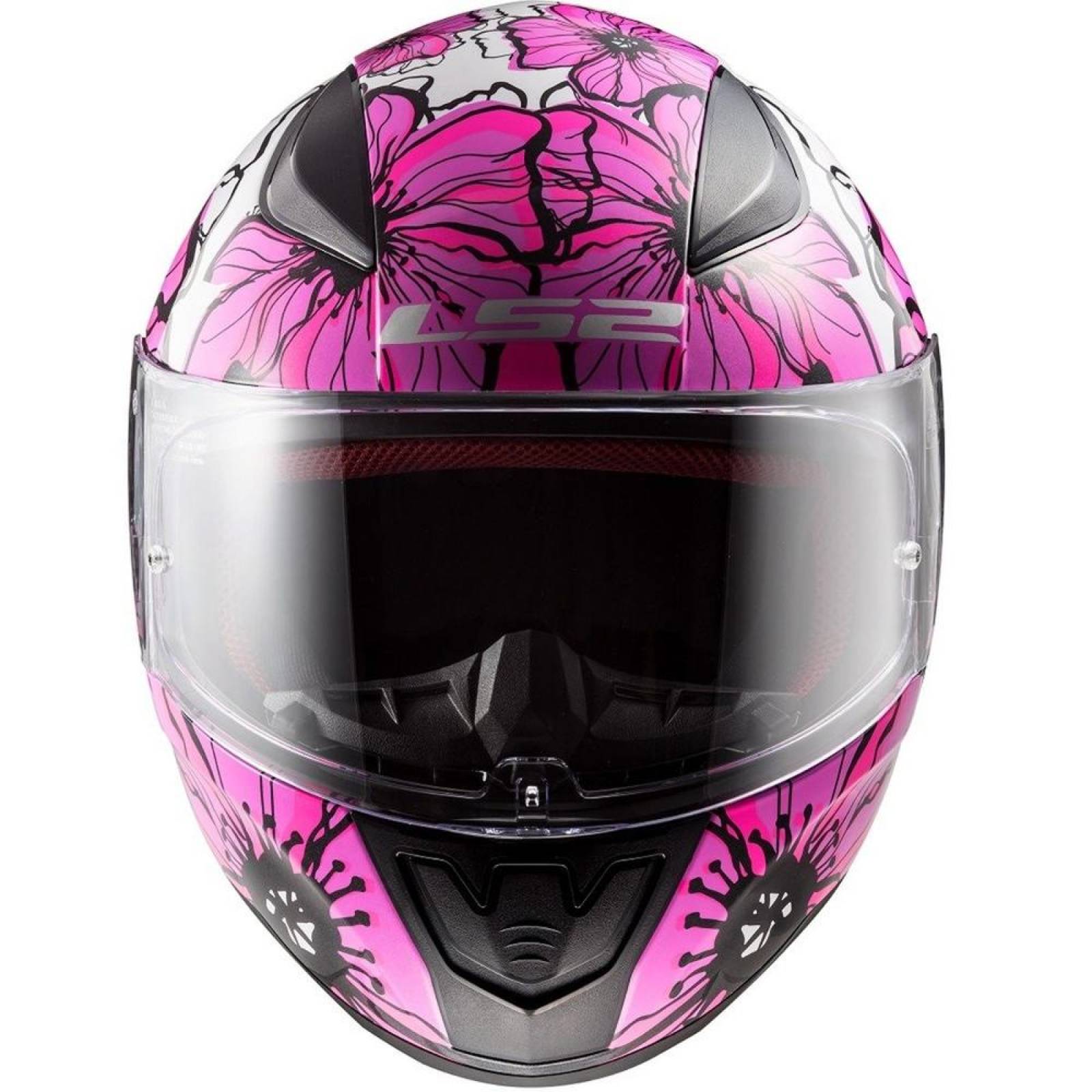 Casco Integral de Mujer LS2 FF353 Rapid Poppies Rosa / Blanco 