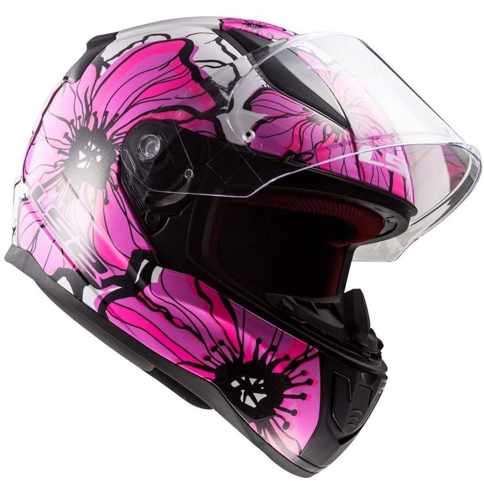 Casco Integral de Mujer LS2 FF353 Rapid Poppies Rosa / Blanco 