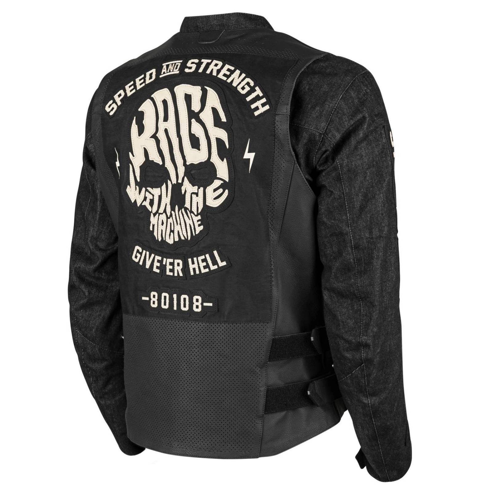 Chamarra Speed and Strength Rage With The Machine Moto Piel / Mezclilla 