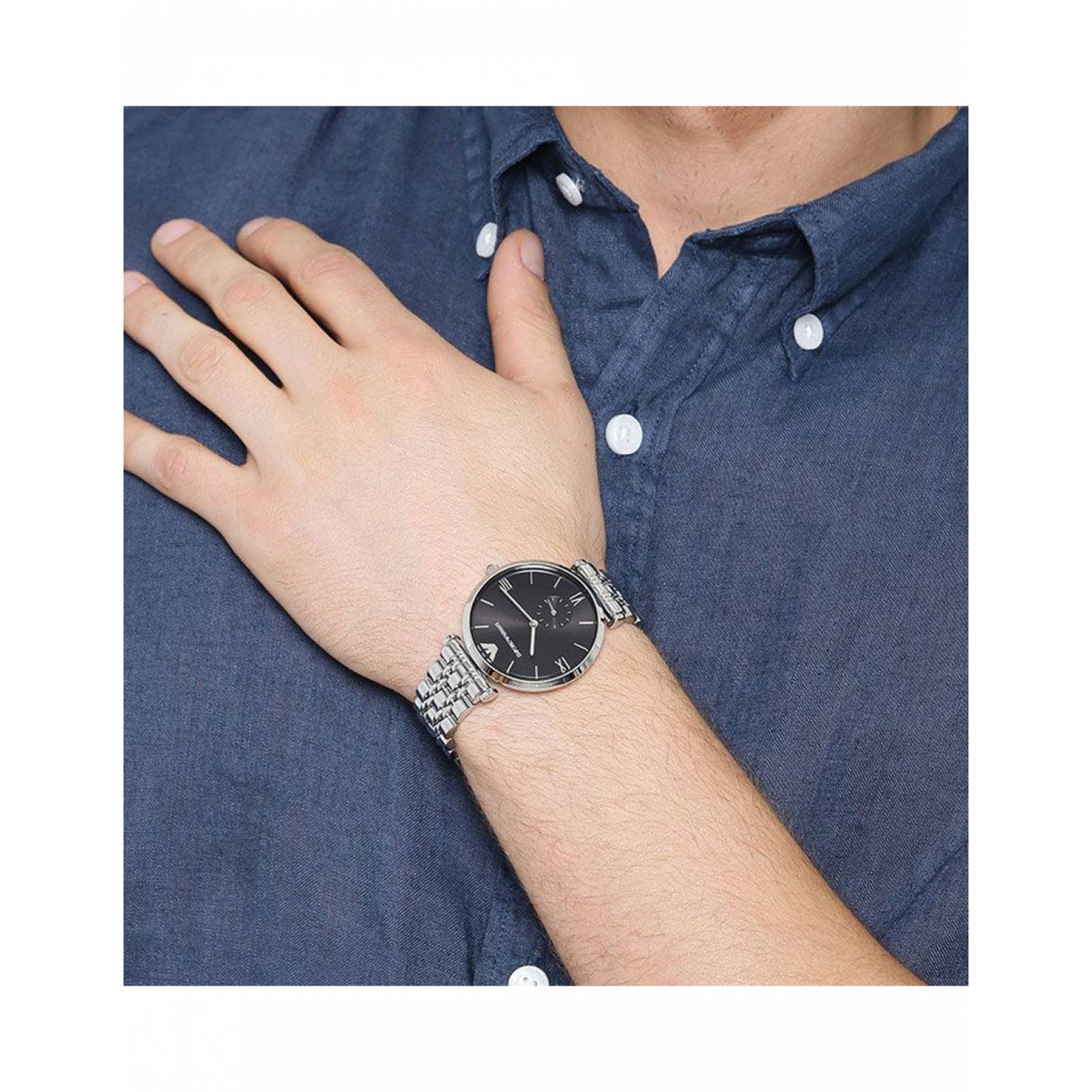 RELOJ EMPORIO ARMANI AR1676 PLATA NEGRO