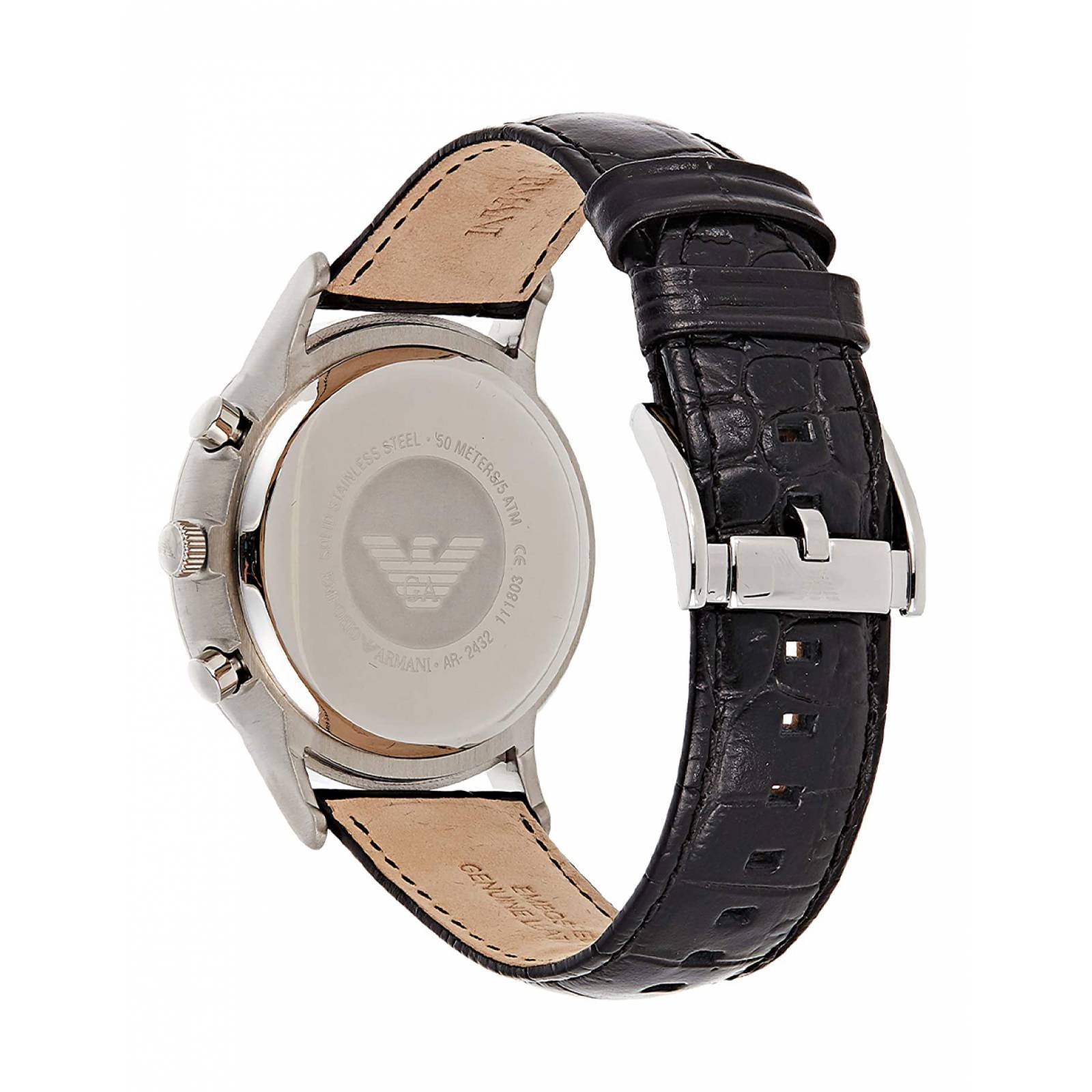 RELOJ EMPORIO ARMANI AR2432 PIEL NEGRO PLATA