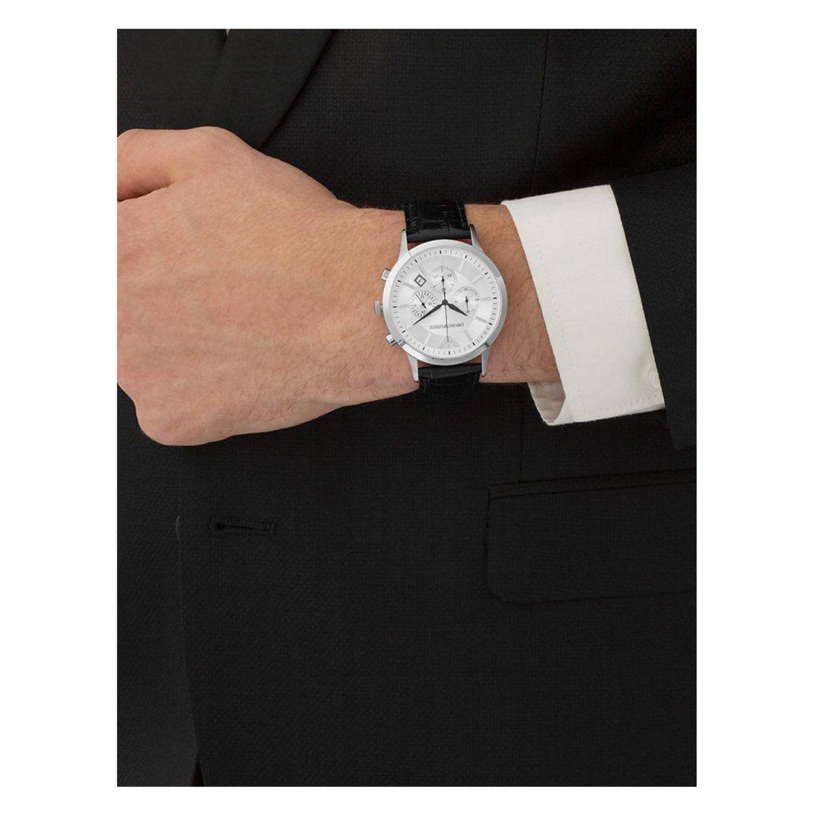 RELOJ EMPORIO ARMANI AR2432 PIEL NEGRO PLATA