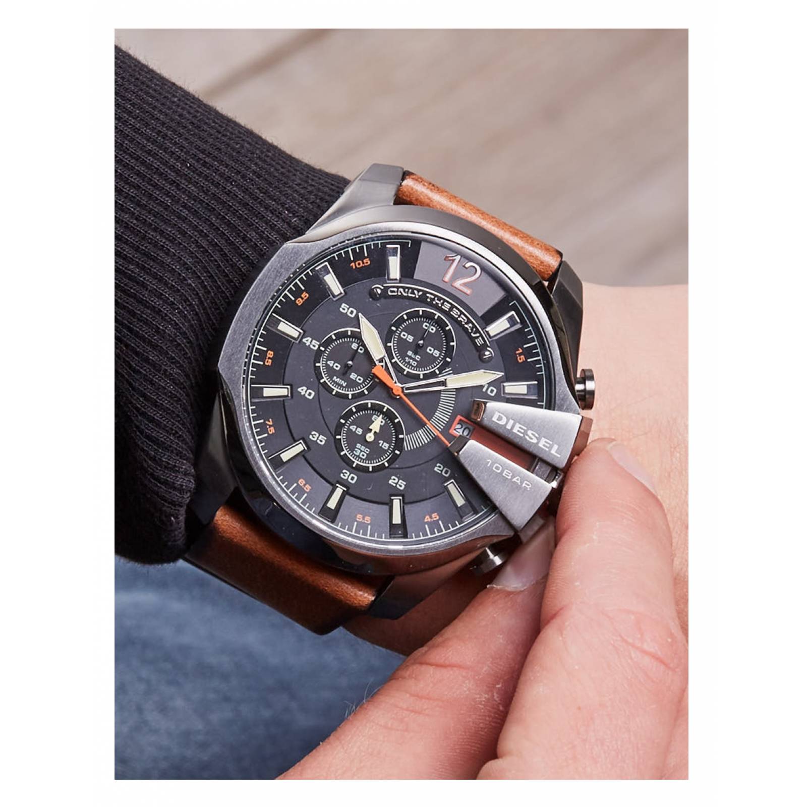 RELOJ DIESEL DZ4343 PIEL CAFE NEGRO