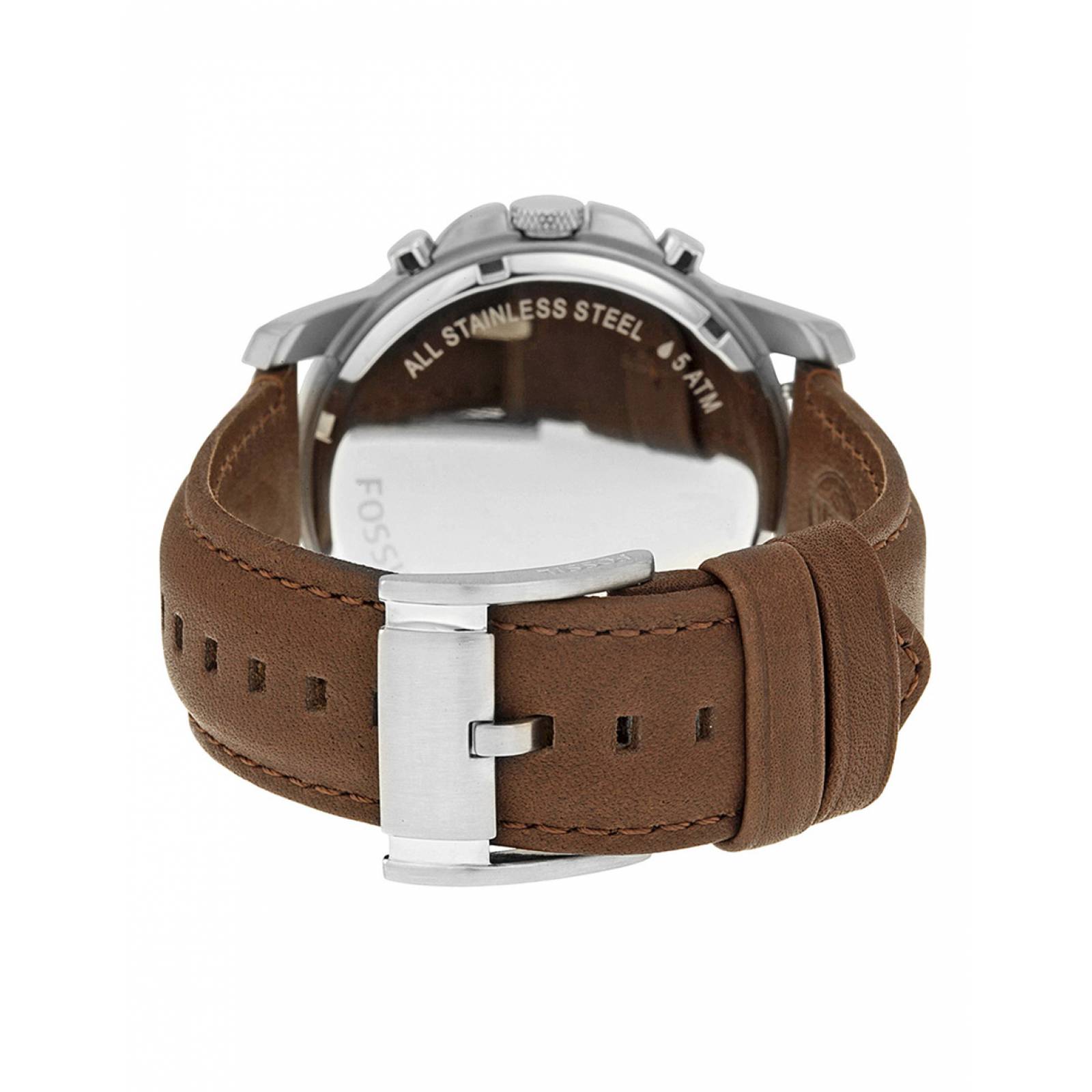 RELOJ FOSSIL FS4813 PIEL CAFE CON PLATA