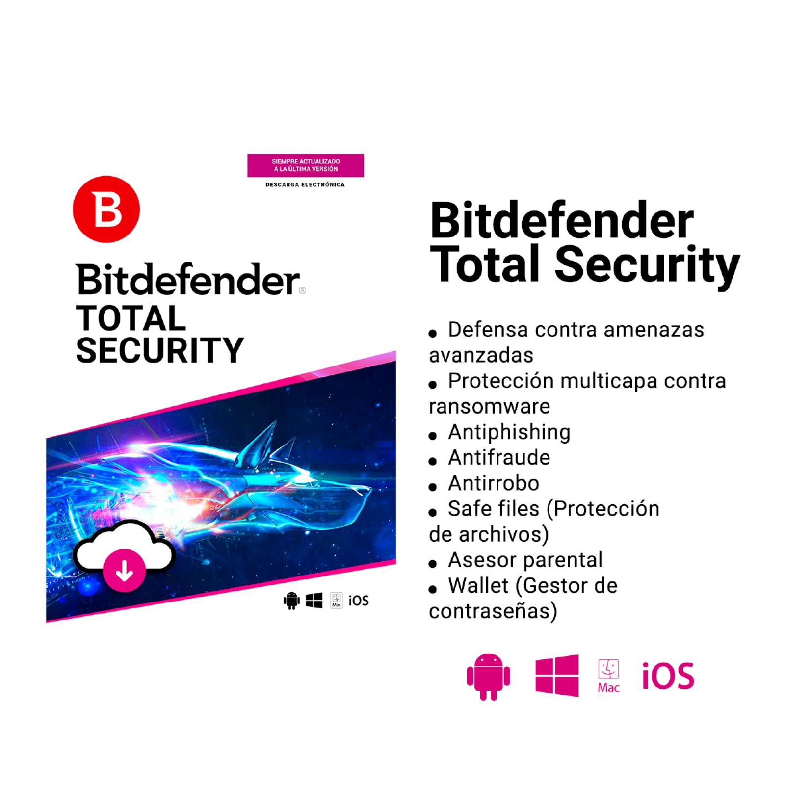 Bitdefender Total Security 10 Usuarios, 2 Años