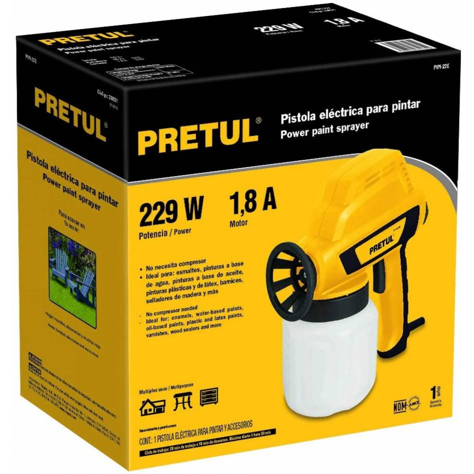 Pistola para pintar eléctrica, 230 W, Pretul 