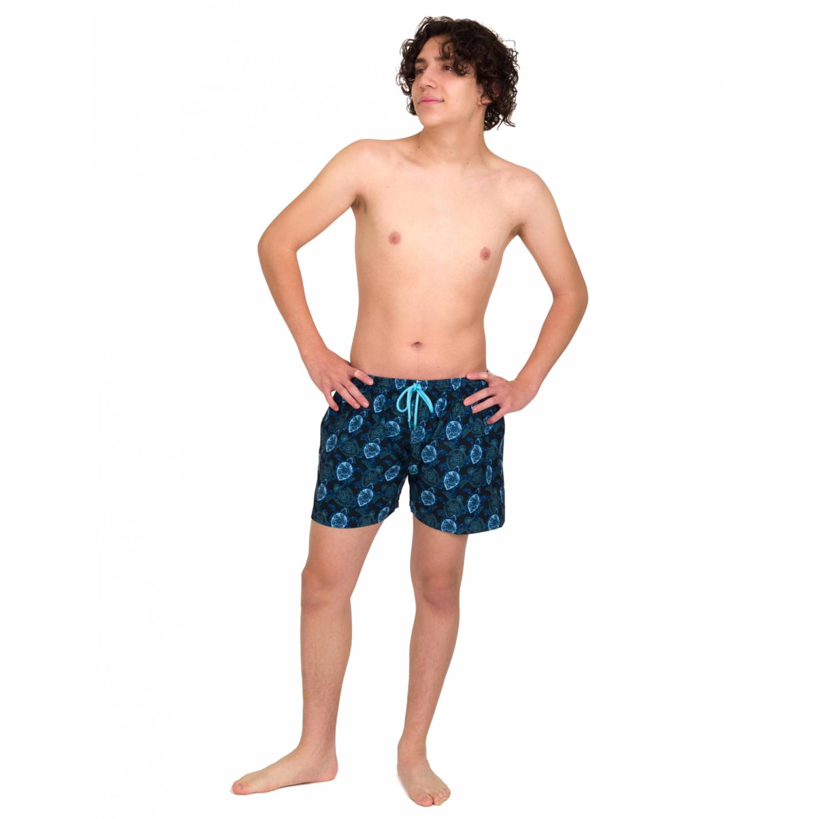 Traje de baño Gym&Swim, Short Estampado para Adolescente 12 - 16 Años, Bañador De Secado Rápido, Ligero Y Cómodo con Licra Interna Y Bolsas Laterales, GALÁPAGOS