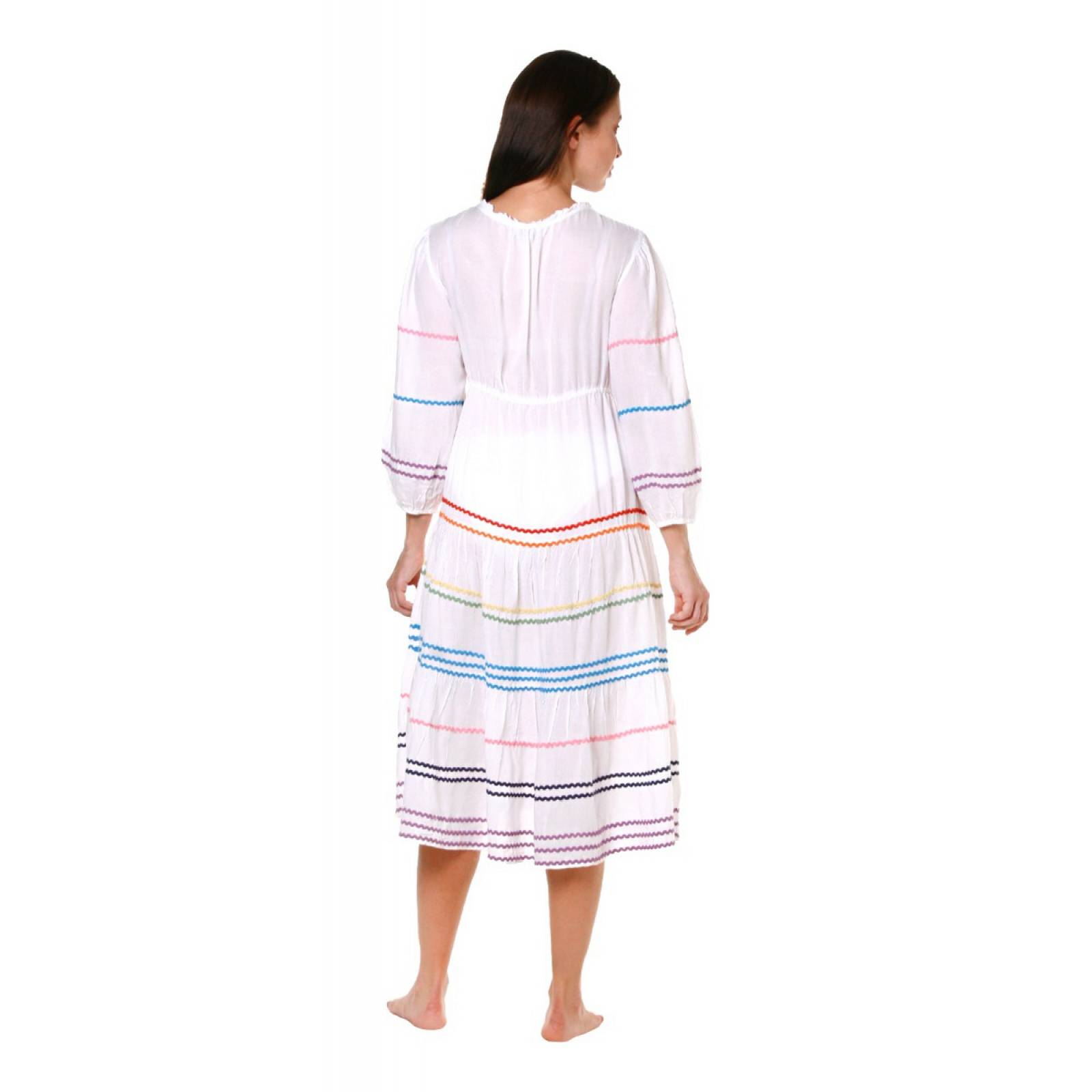 Vestido Típico Blanco para Mujer Vestido Casual de Playa Cover Up Cómodo y Fresco Marca Relax Beach Modelo 7175