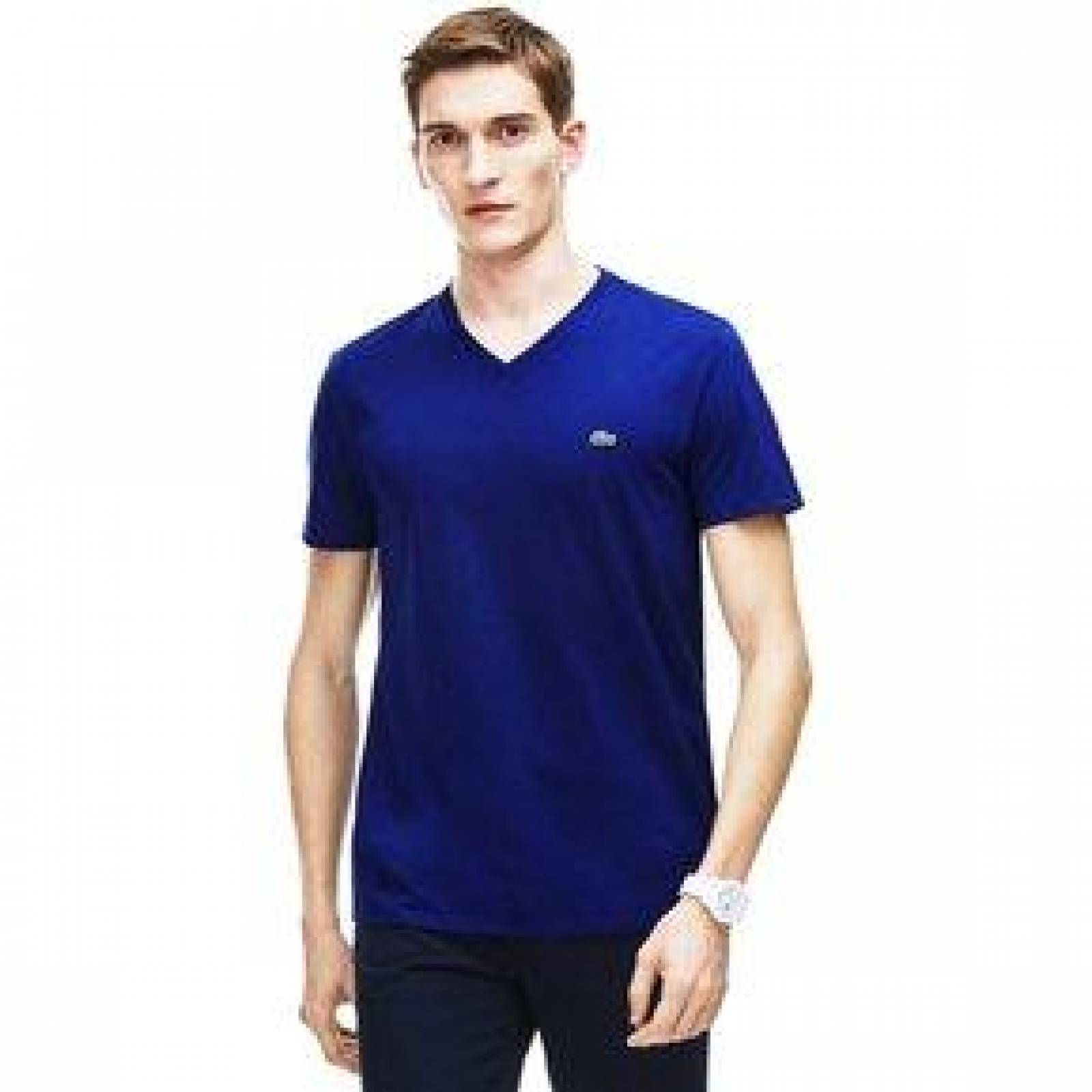 Camiseta Lacoste Cuello V Algodón Pima Hombre T. Extras