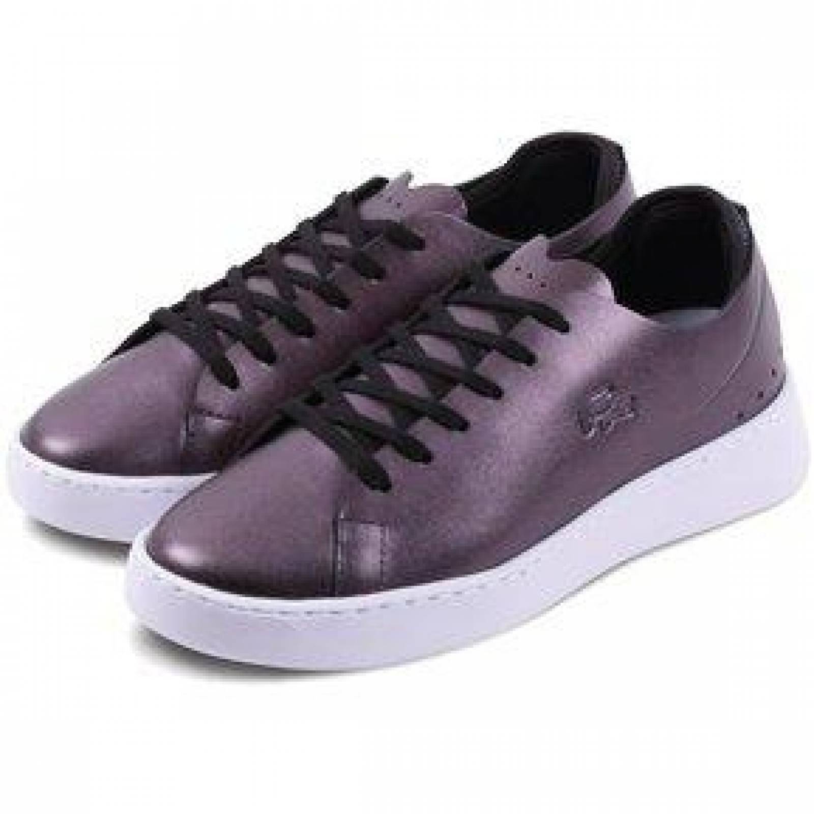 Tenis Lacoste Eyyla 317 1 Mujer Negro Brillante Moda 