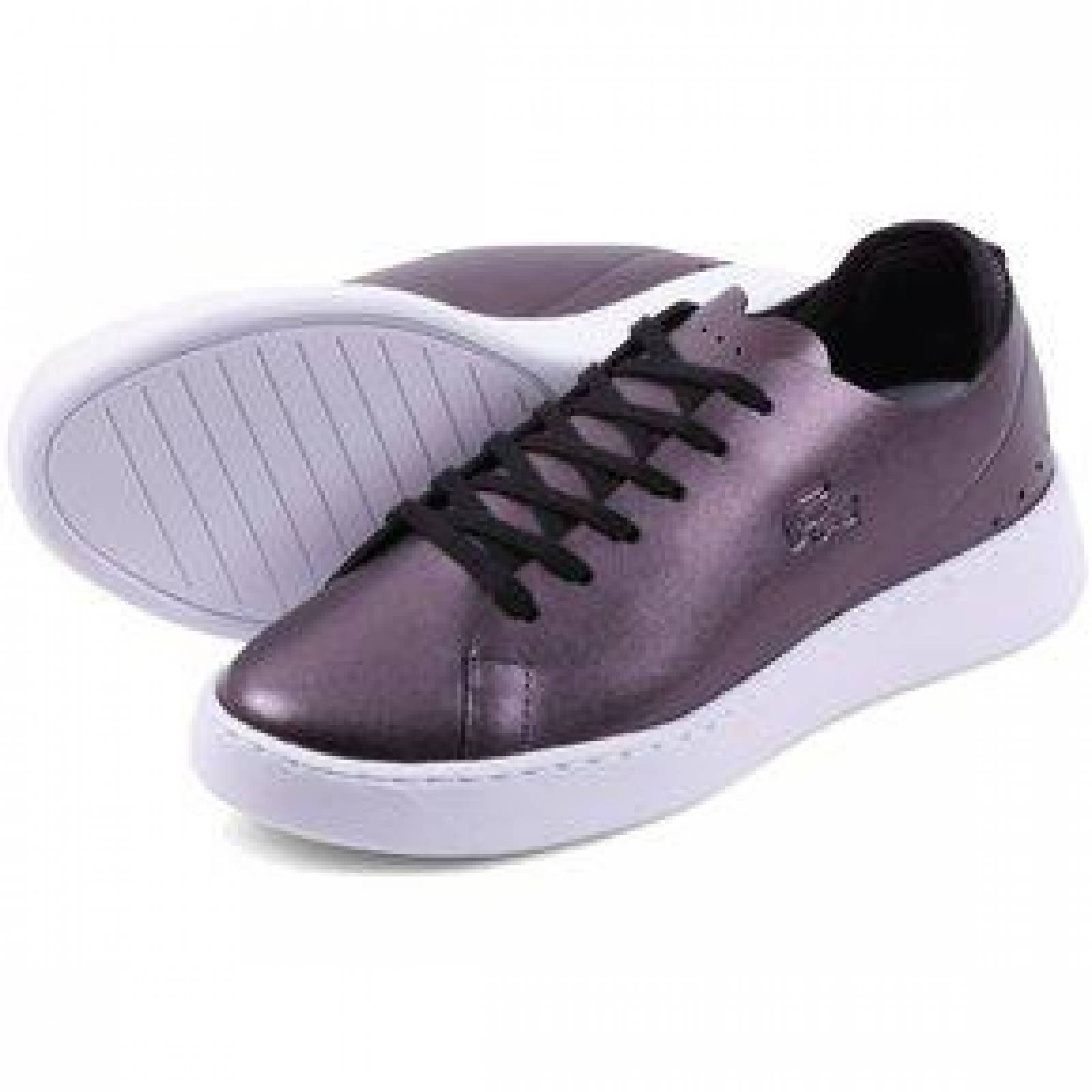 Tenis Lacoste Eyyla 317 1 Mujer Negro Brillante Moda 