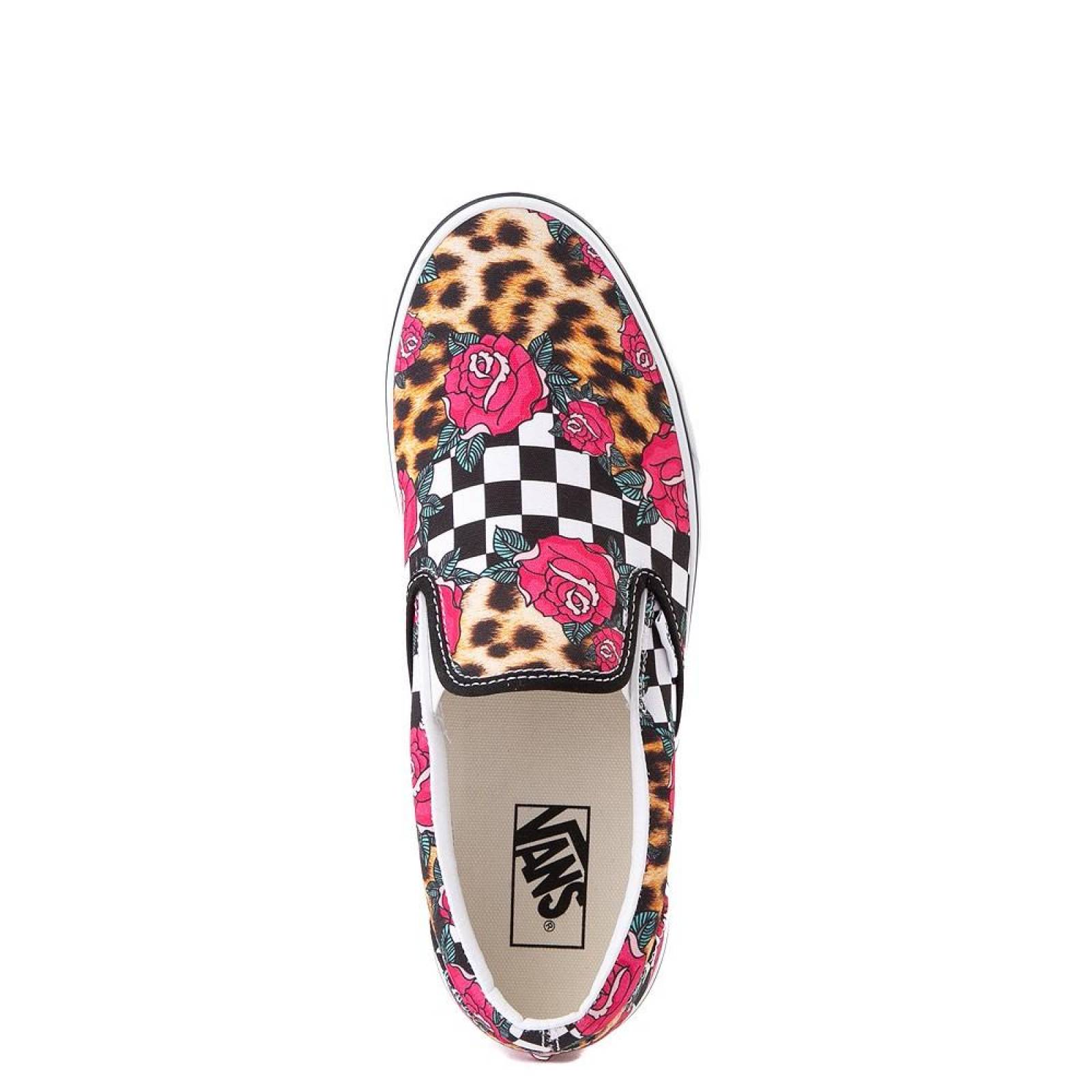 Tenis Vans Slip On Checkerboard Mujer Skate Print Rosas 
