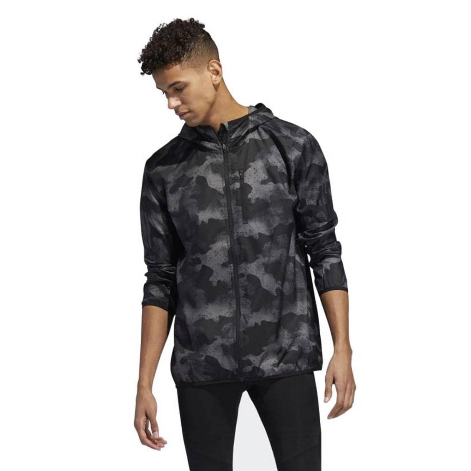 Chamarra Rompevientos Adidas Camuflaje Hombre Deportivo Correr 