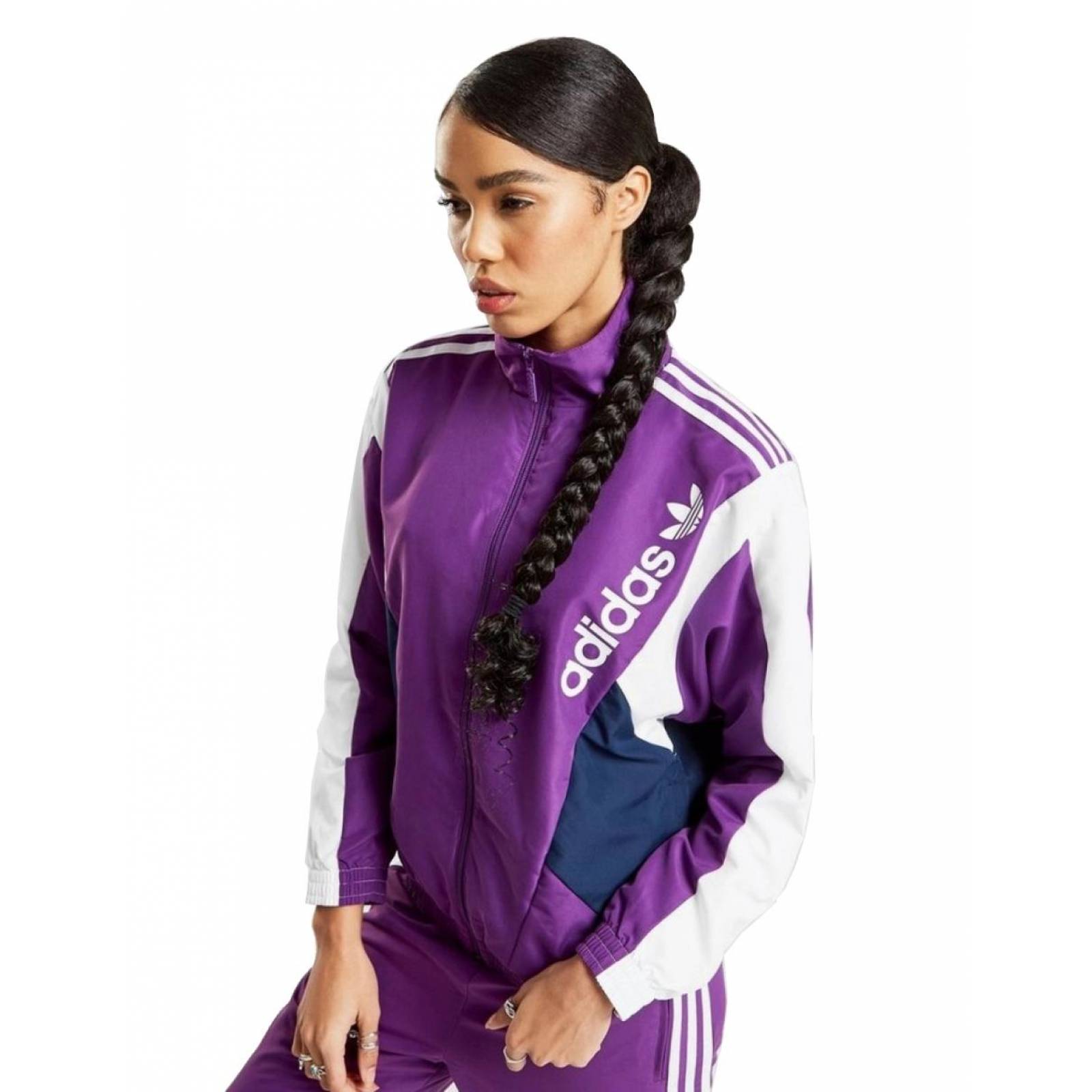 Chamarra Adidas 90s Block Mujer Deportivo Rompevientos Retro