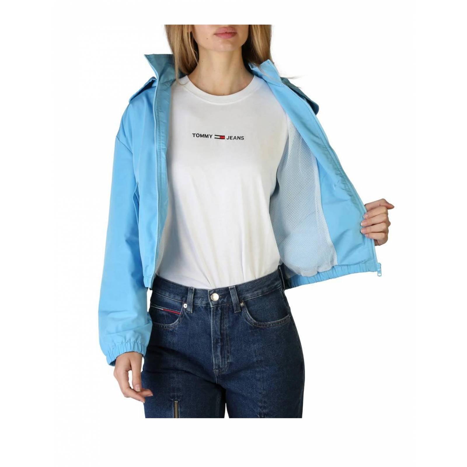 Impermeable Tommy Hilfiger Azul Mujer Lluvia Rompevientos 