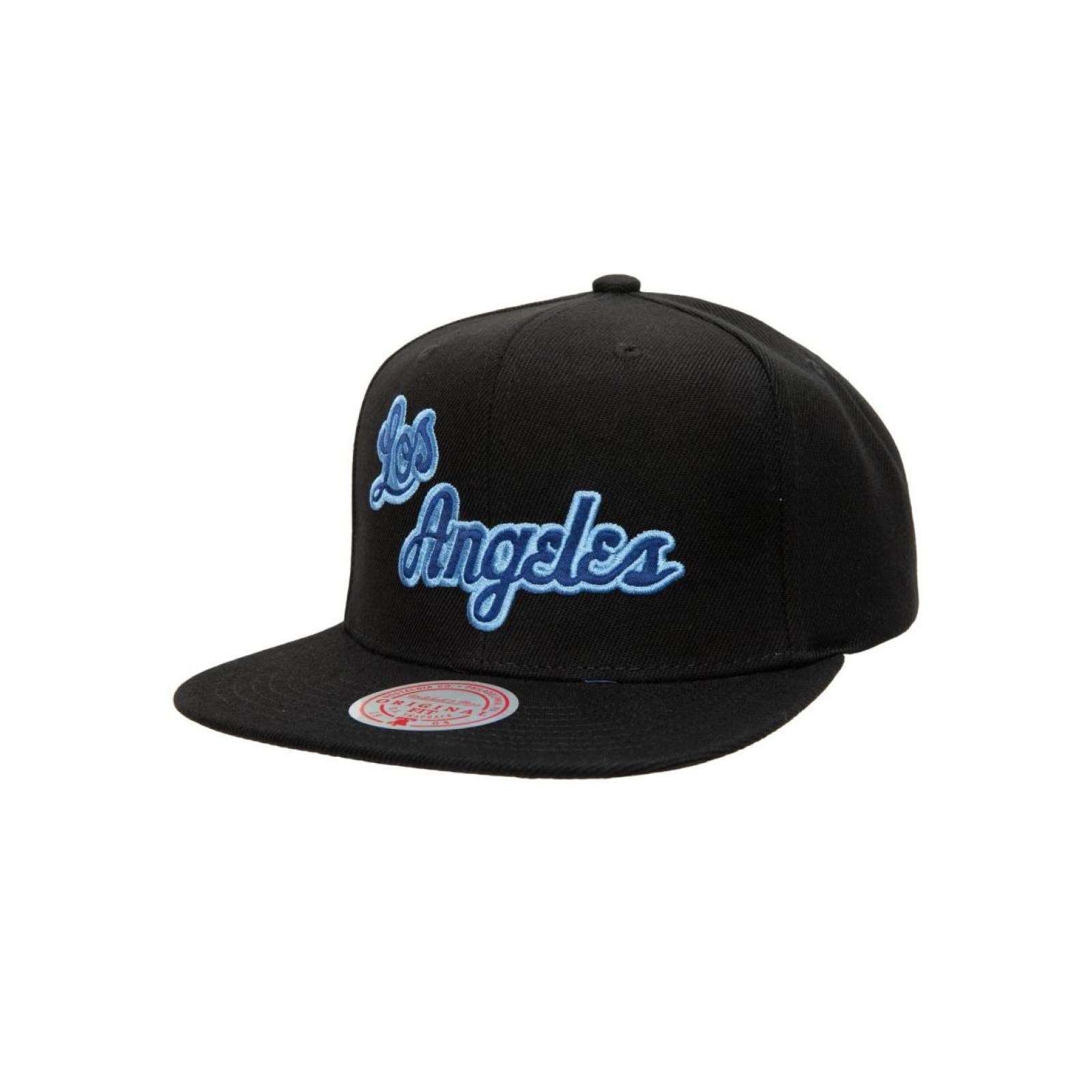 Gorra Mitchell & Ness Los Angeles Lakers NBA Visera Satinada Negro UNITALLA