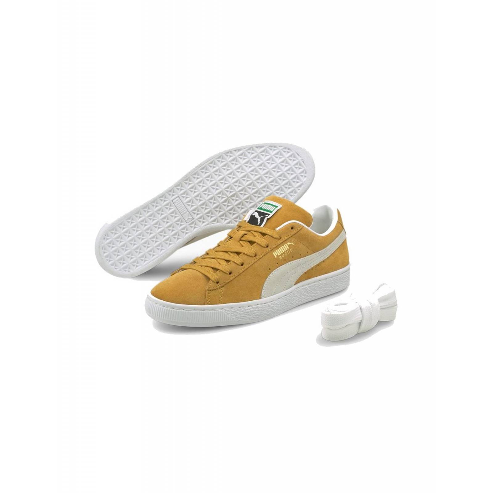 Tenis Puma Suede Classic XXI Hombre Amarillo Casual Caminar Cómodo 