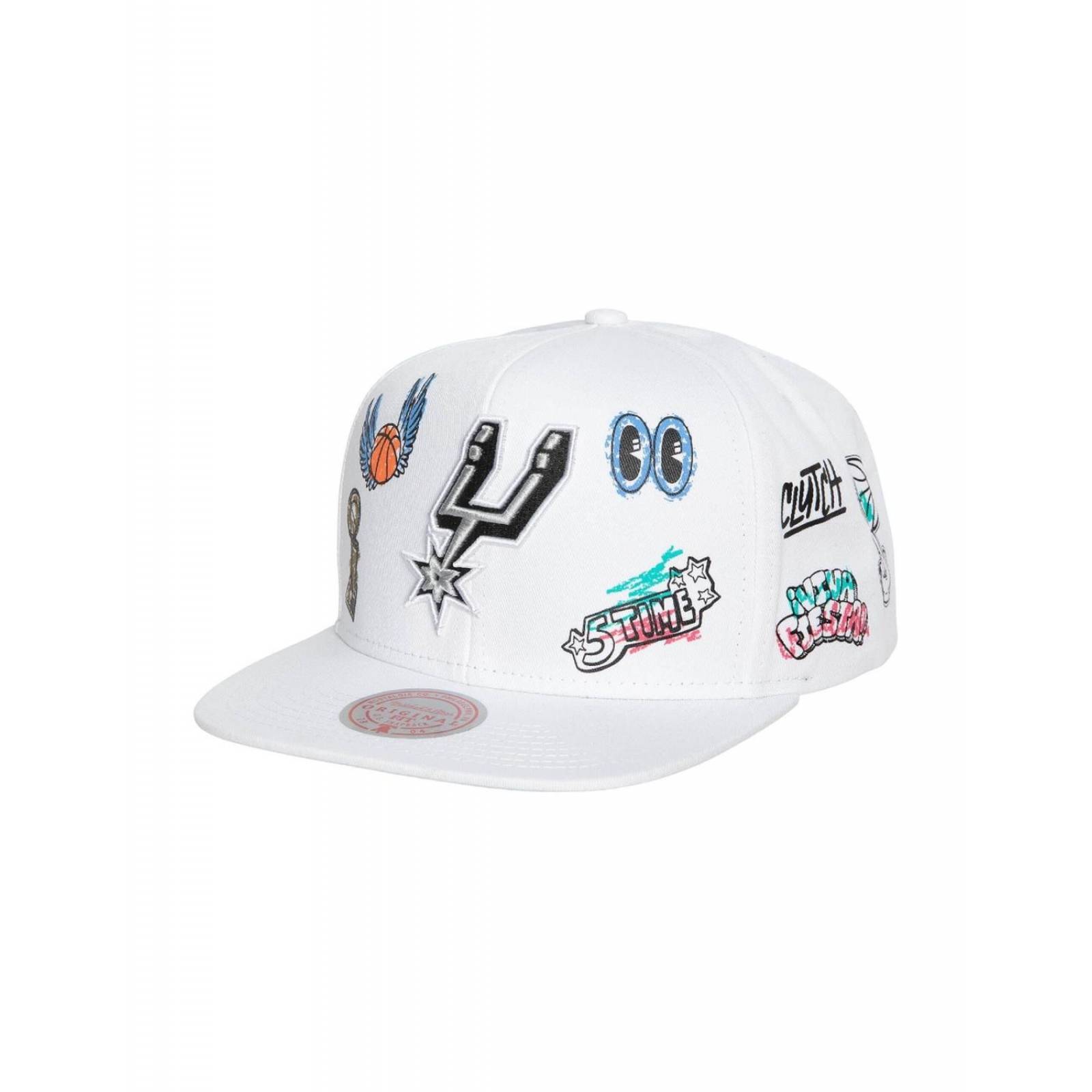 Gorra Mitchell & Ness Hand Drawn San Antonio Spurs NBA Basquetbol Blanco UNITALLA