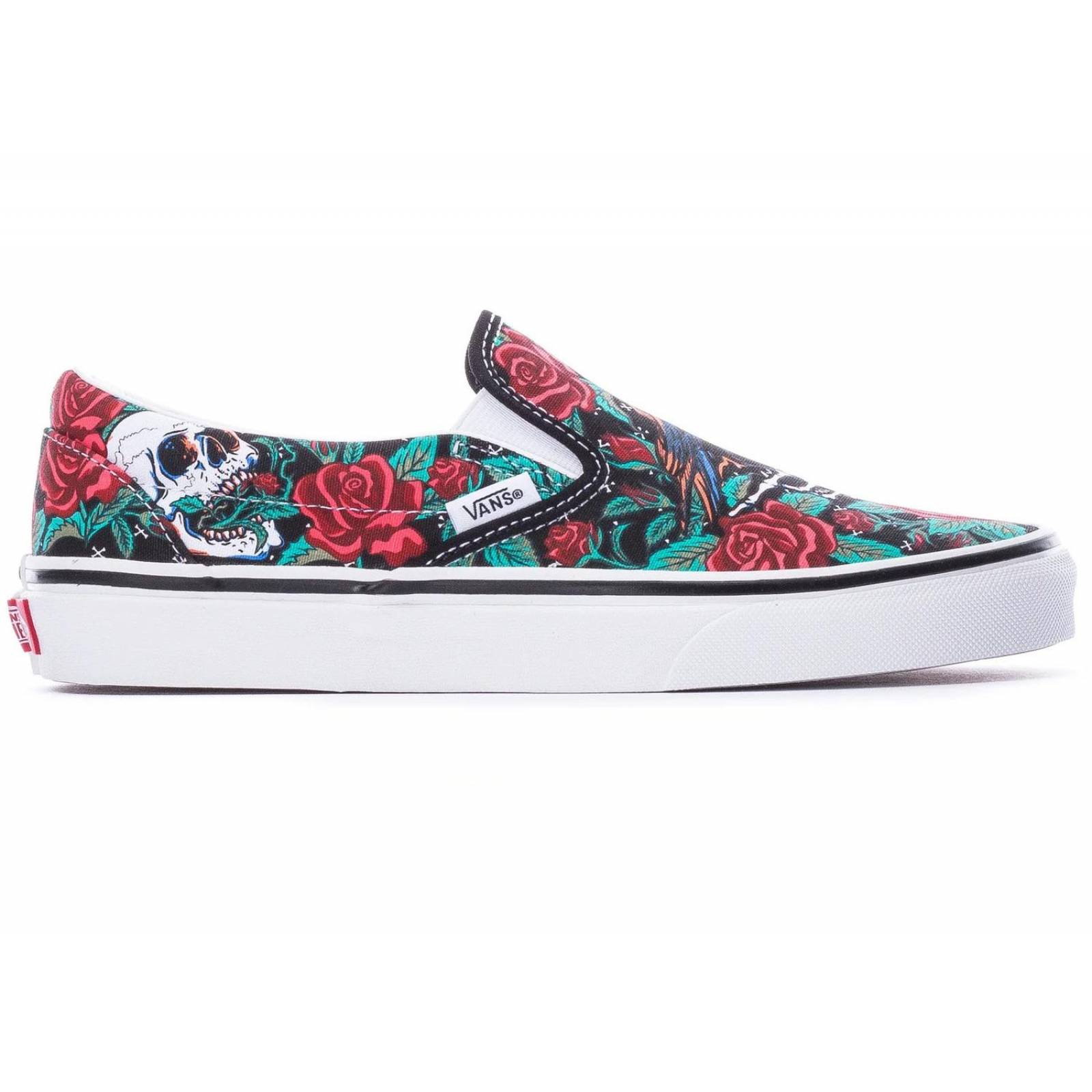 Tenis Vans Classic Slip on Rose Skulls Hombre 