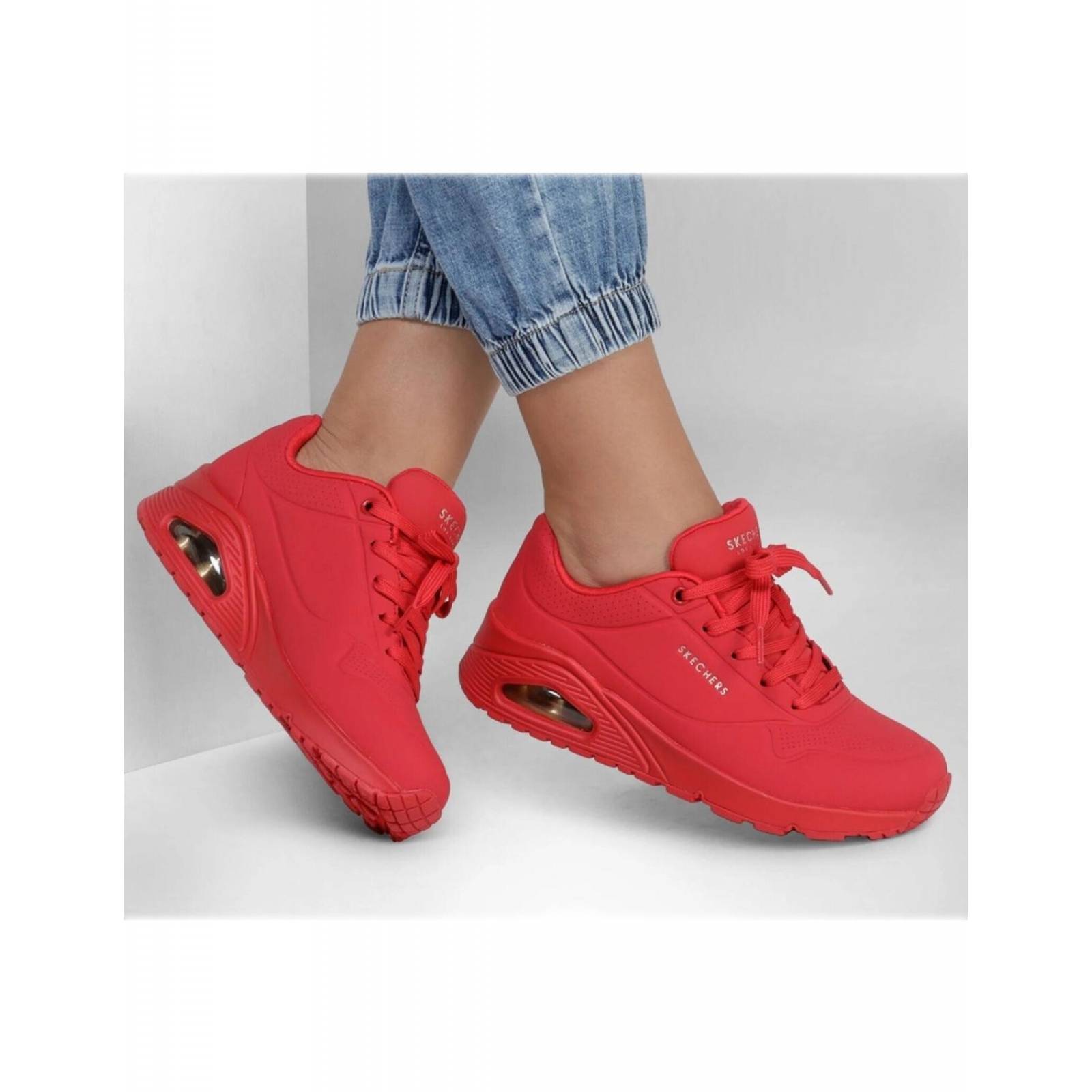 Tenis Skechers Uno Rojo Mujer Casual 