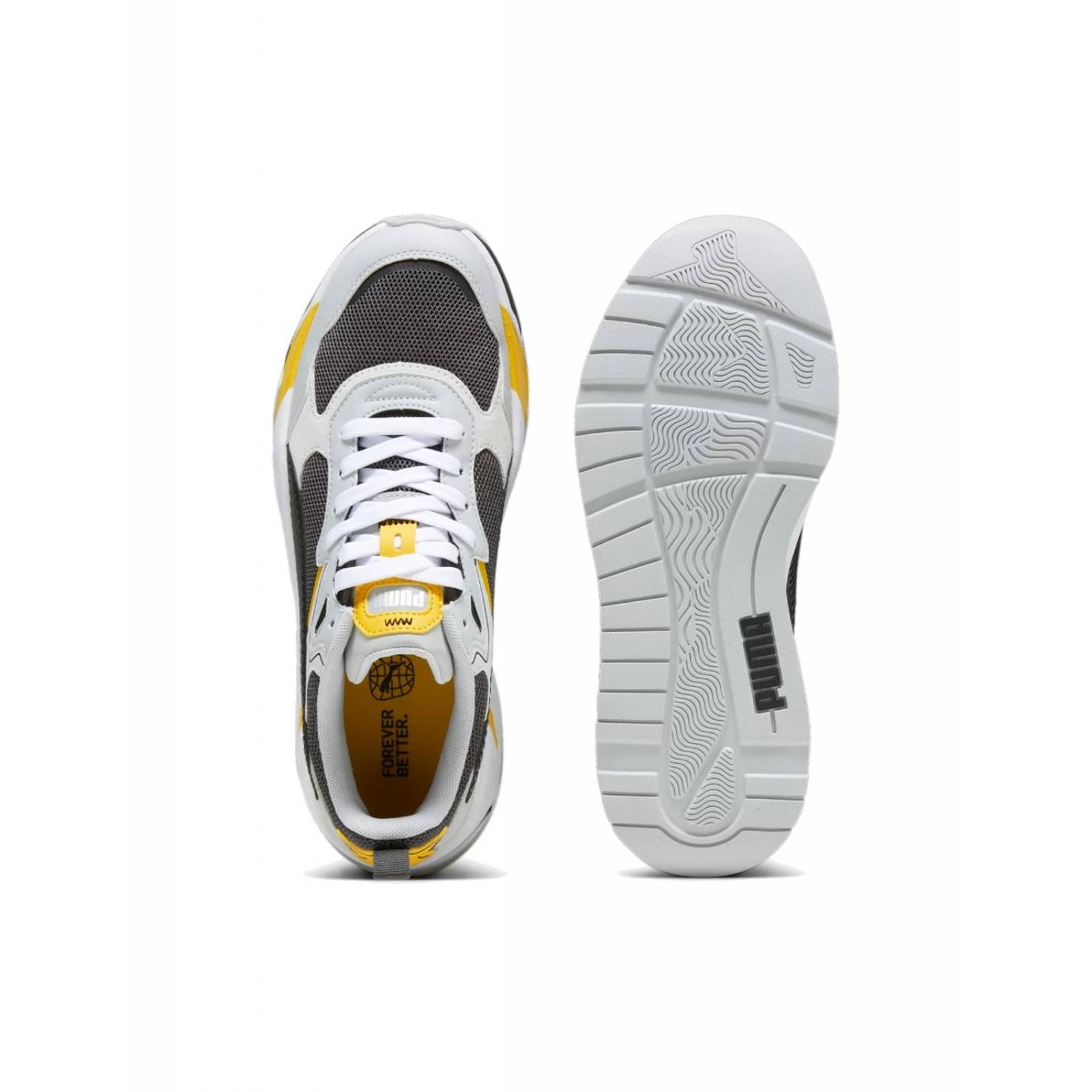 Puma Sneakers Tenis Puma Gris Con Amarillo Tenis Puma Foreverrun Mujer Gold Moon-White Running Emotion