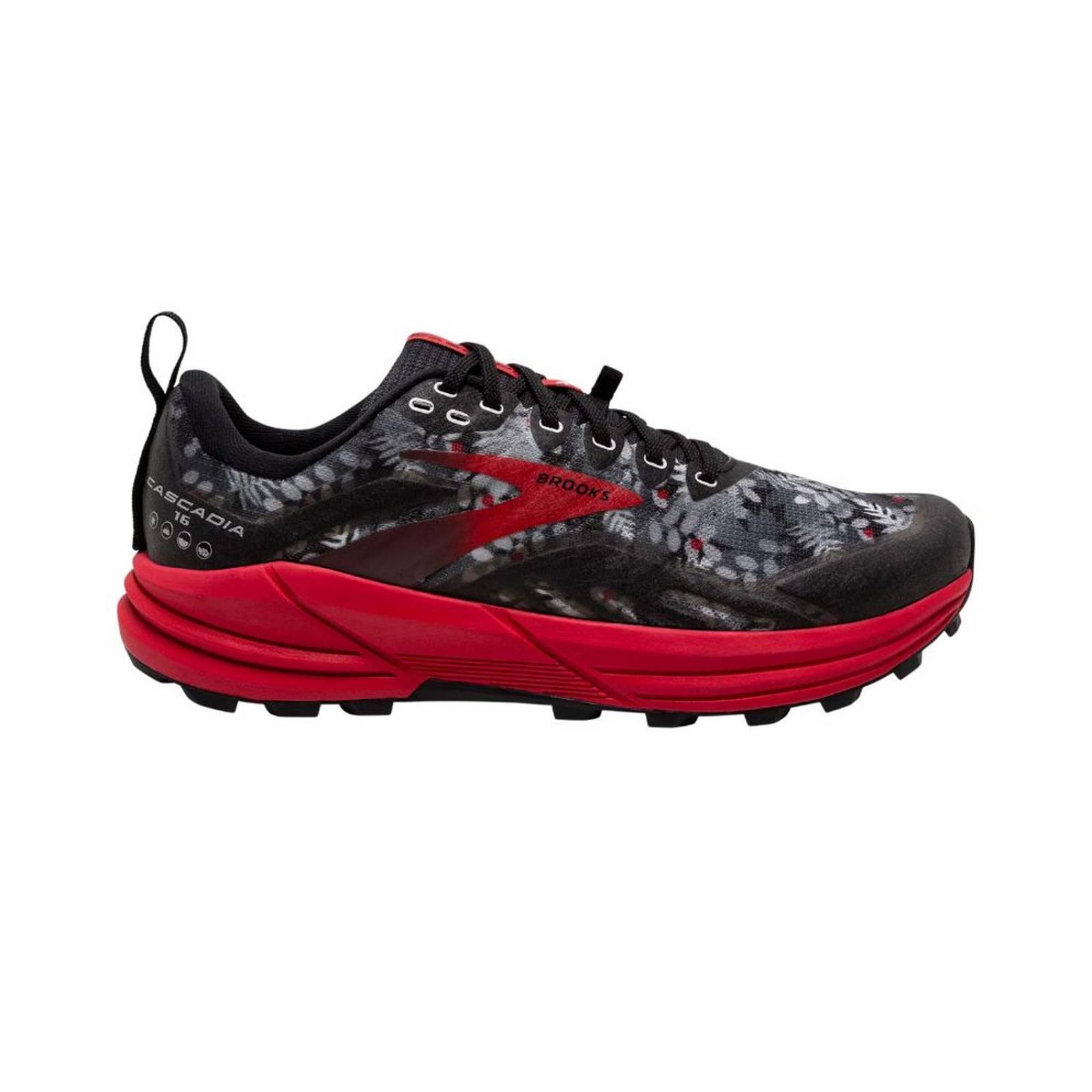 Tenis Brooks Cascadia 16 Sasquatch Hombre Black/Red Road Running