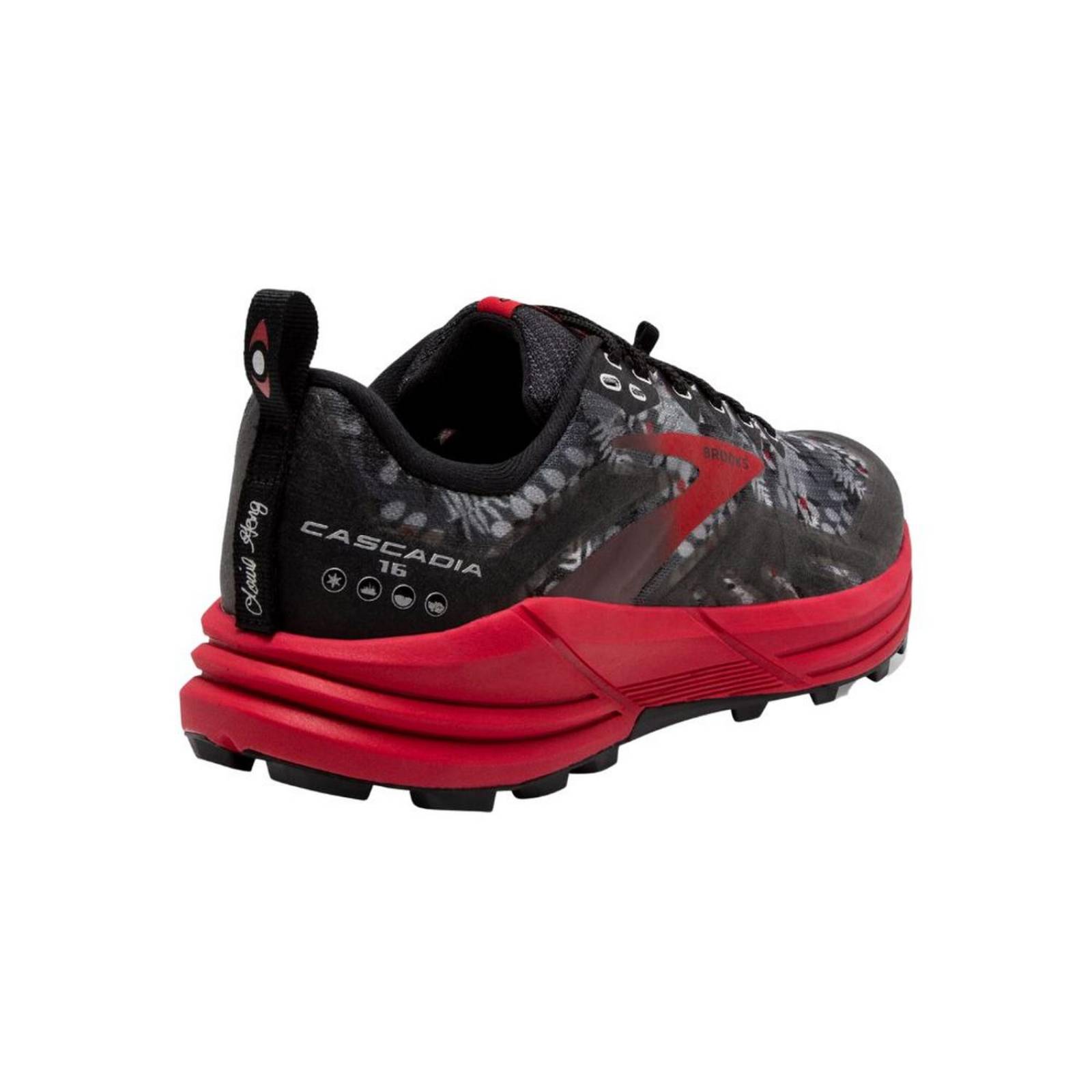 Tenis Brooks Cascadia 16 Sasquatch Hombre Black/Red Road Running